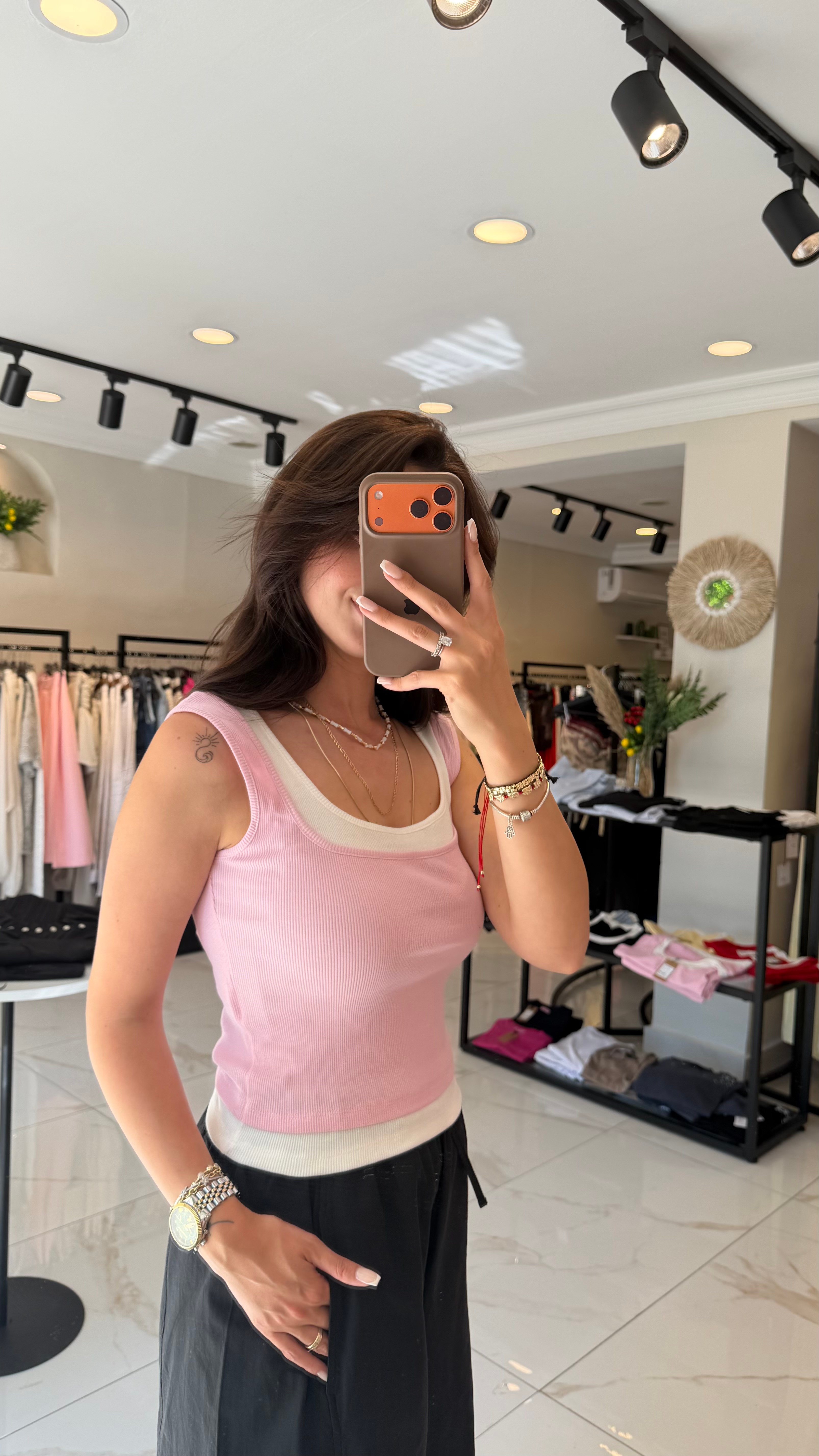 ÇiFT YAKA ATLET PEMBE