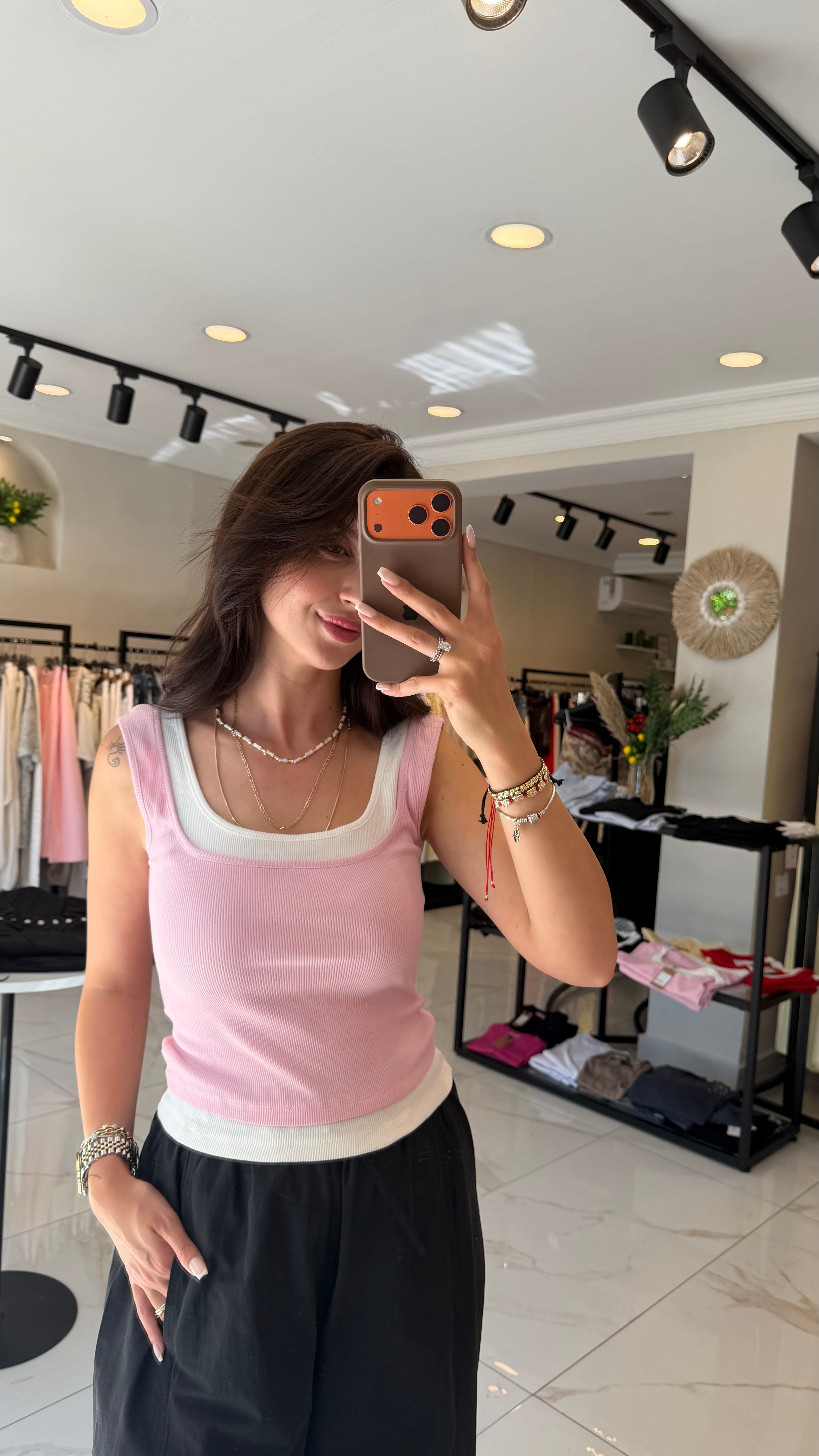 ÇiFT YAKA ATLET PEMBE