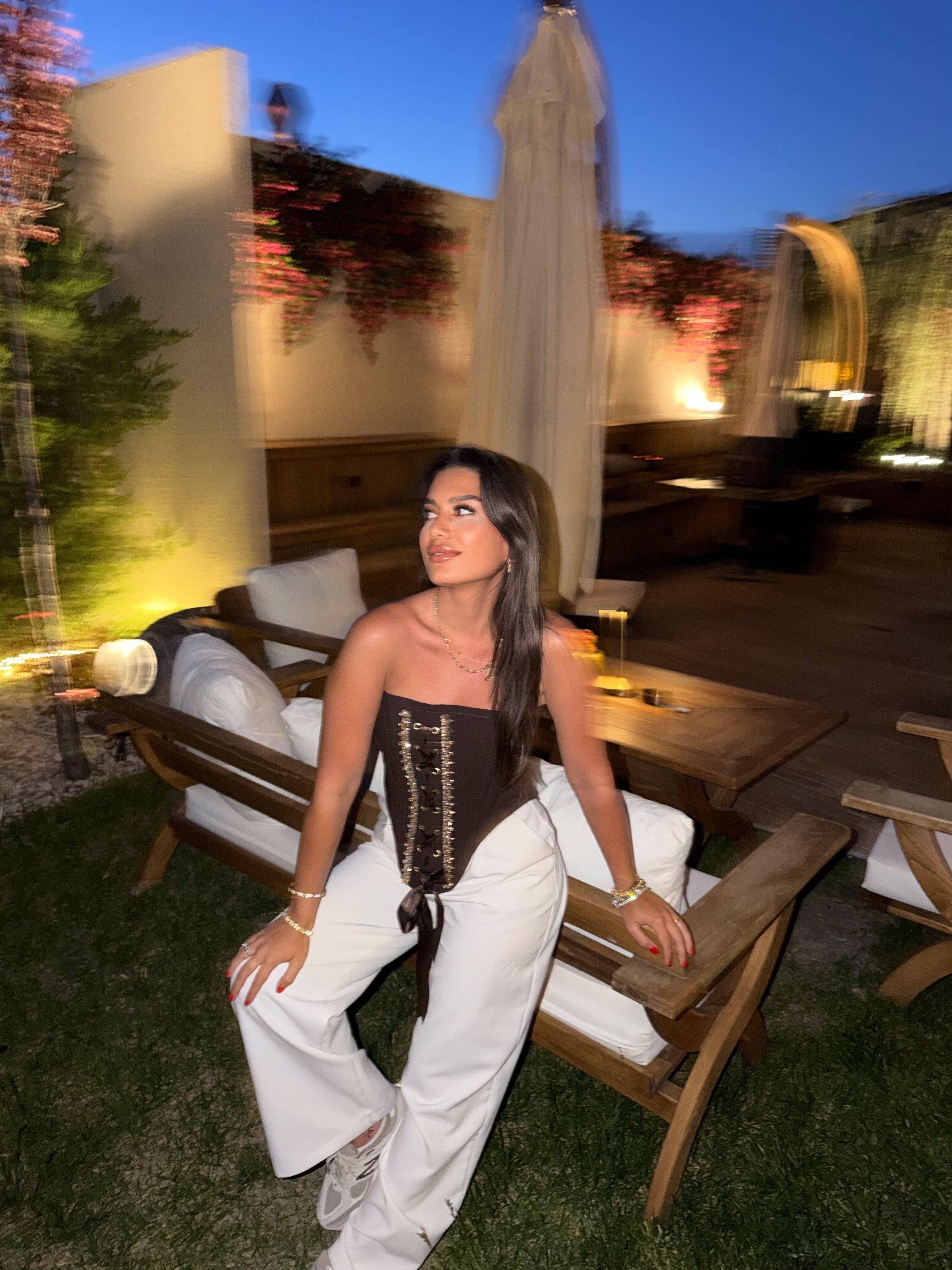 KAHVE TAŞLI KORSE