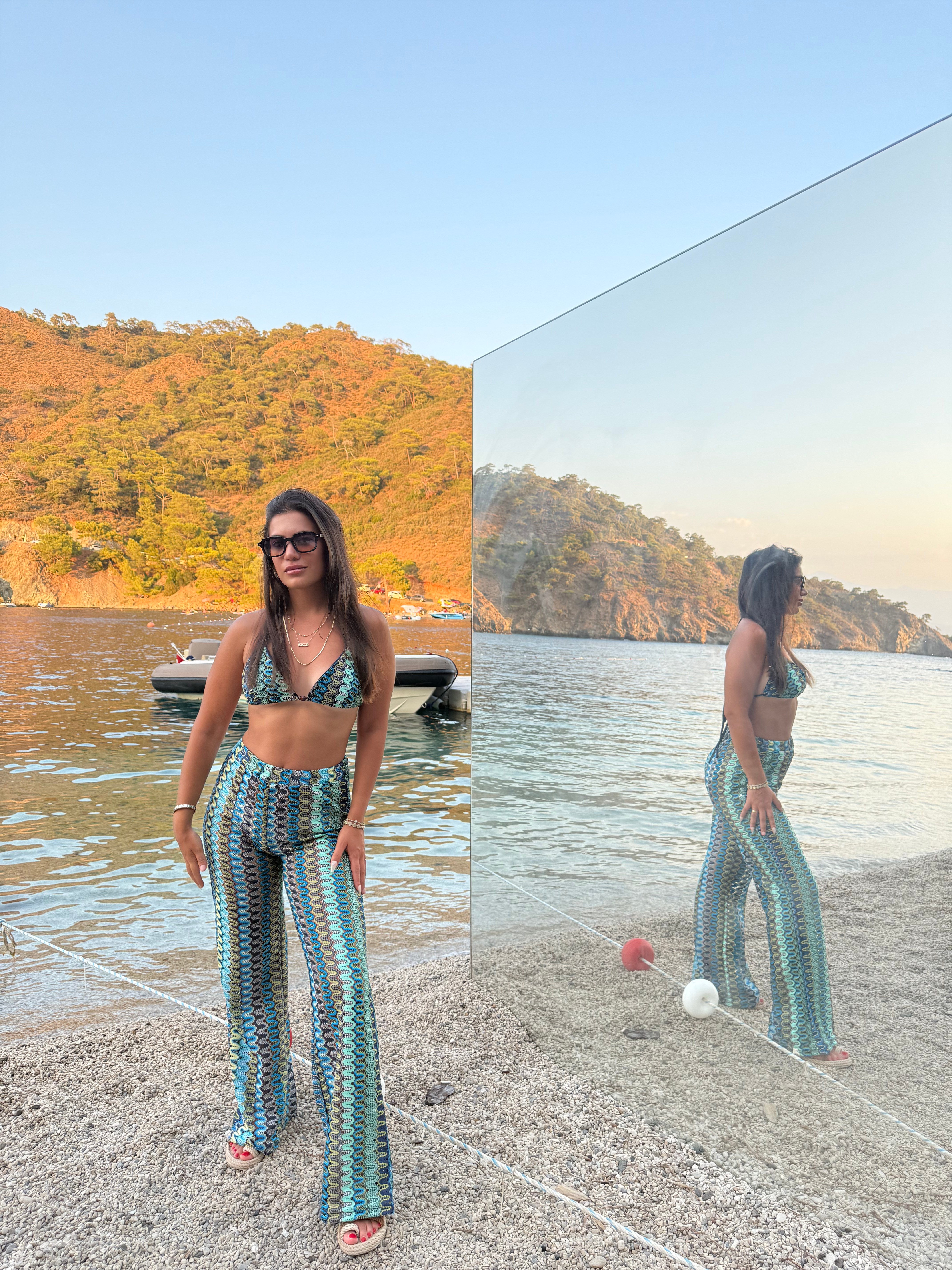 MAVİ DESENLİ BEACWEAR TAKIM