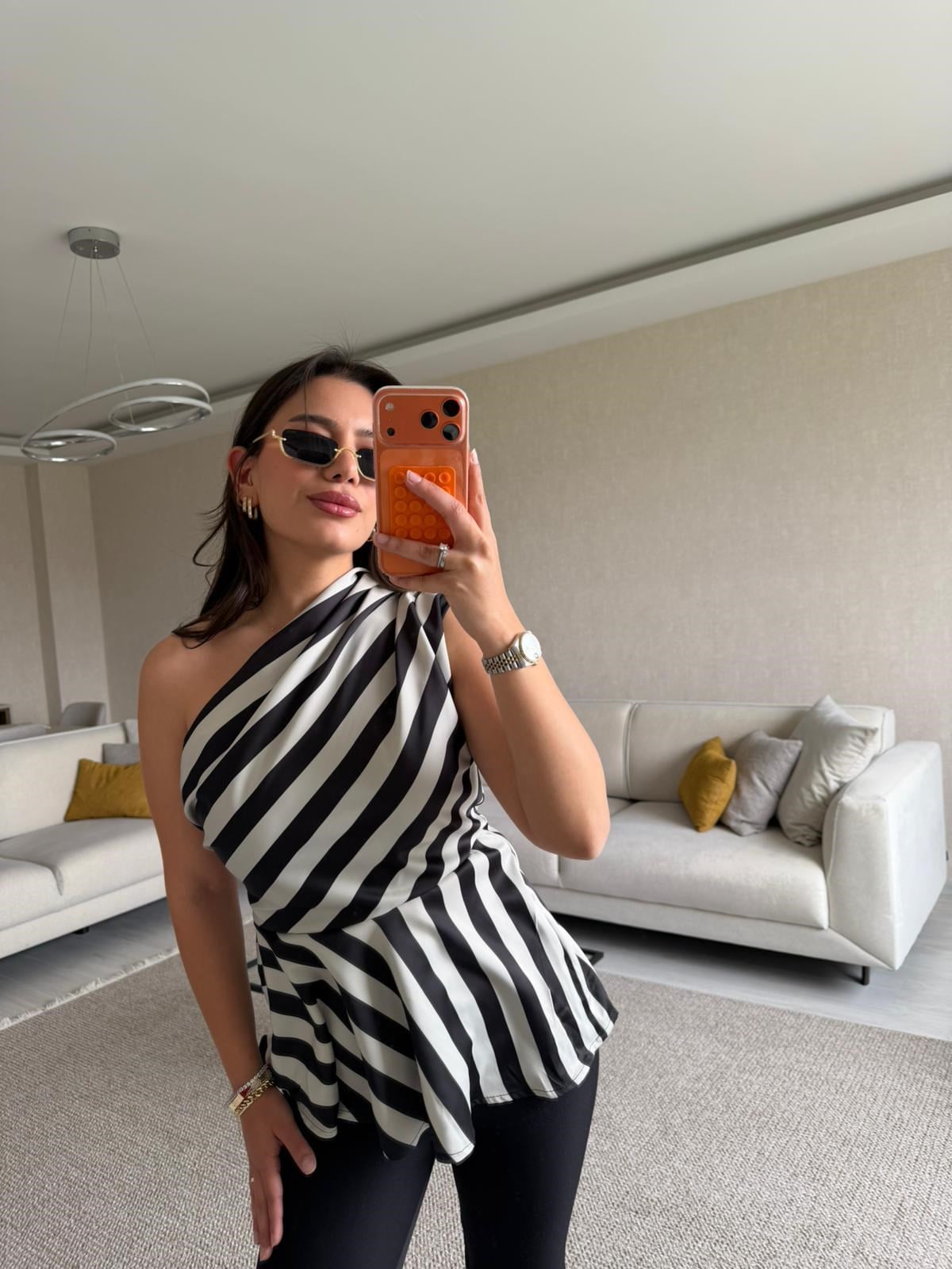 TEK KOL ZEBRA BLUZ
