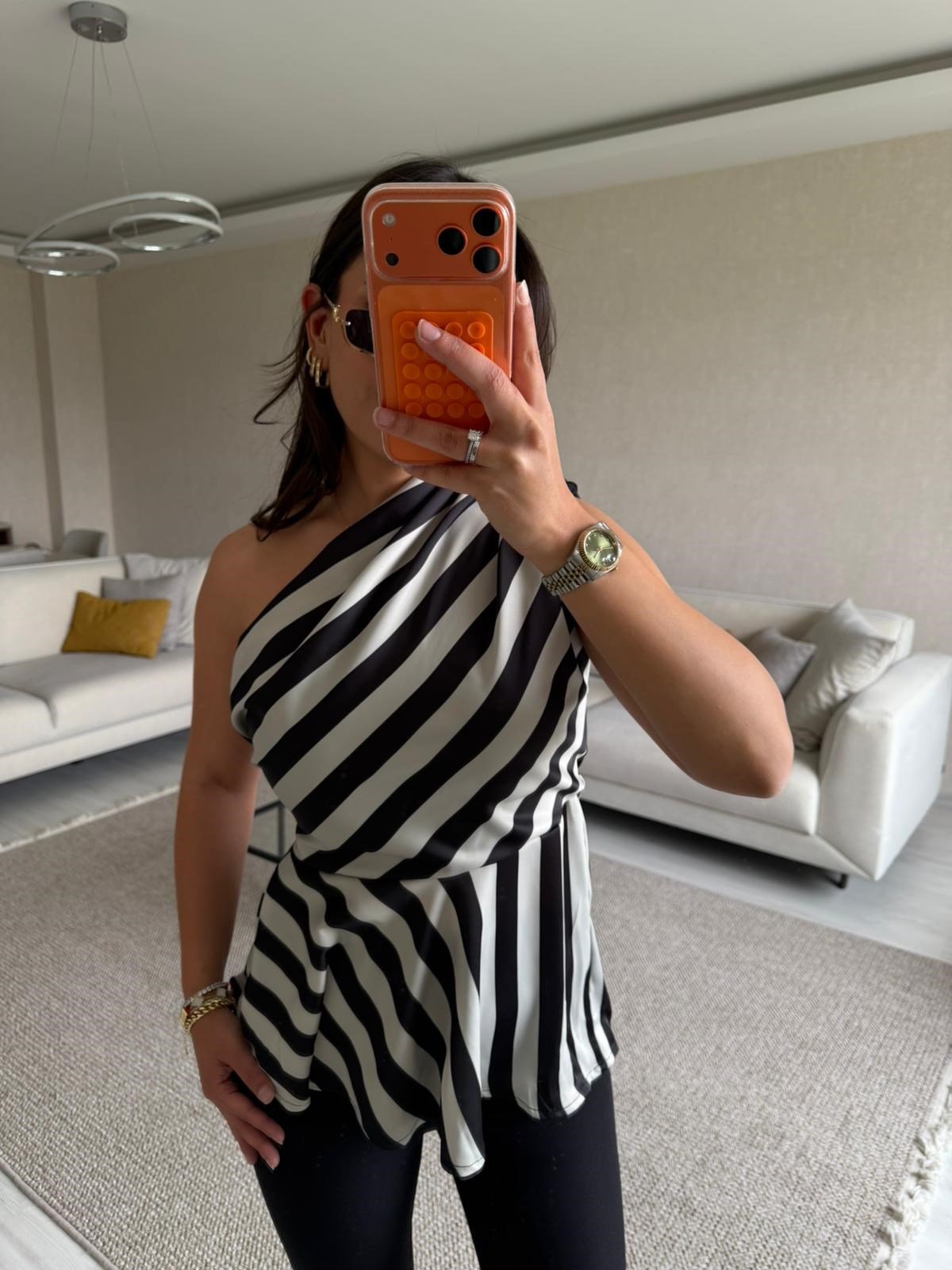 TEK KOL ZEBRA BLUZ