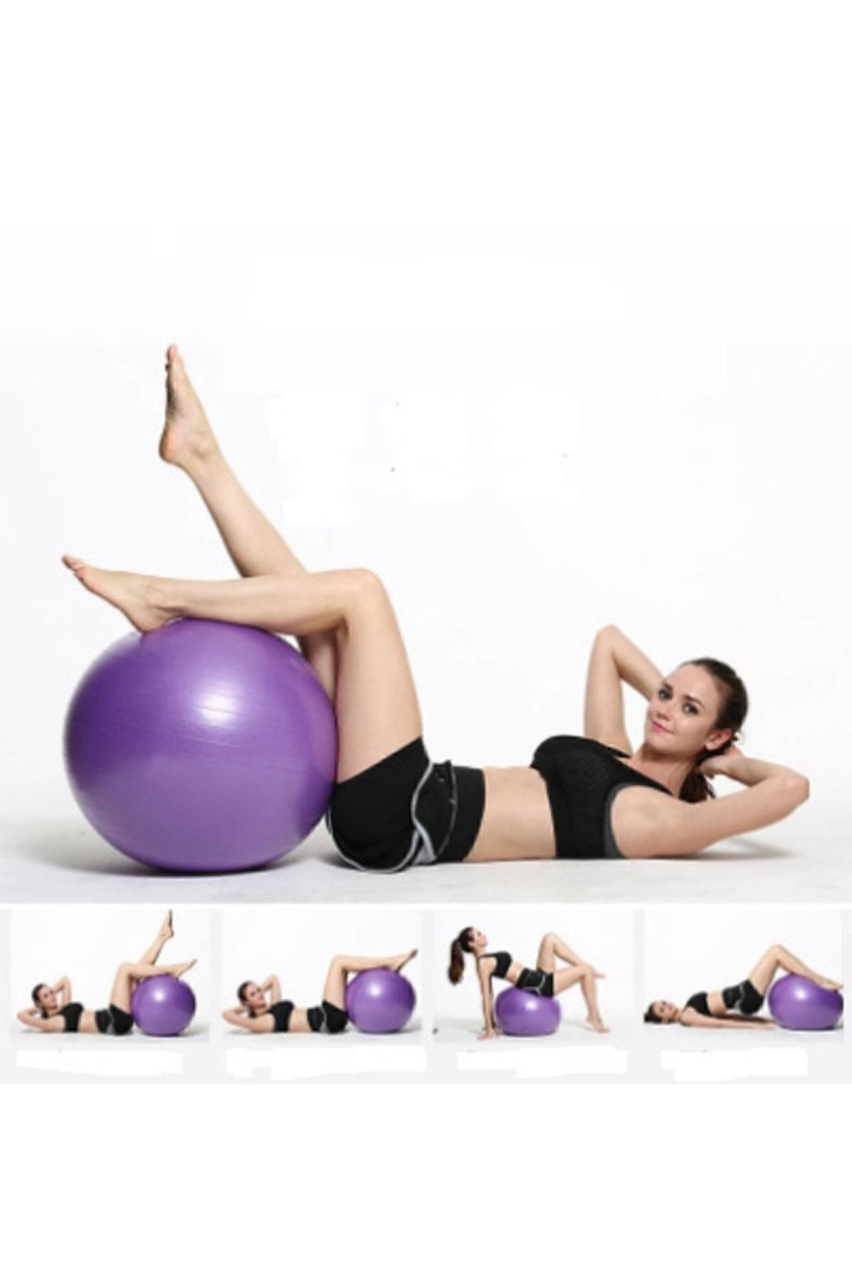 65 Cm Pilates Topu + Pompa Plates Topu Denge Topu Yoga Spor Egzersiz Top Jimnastik Fitness Topu