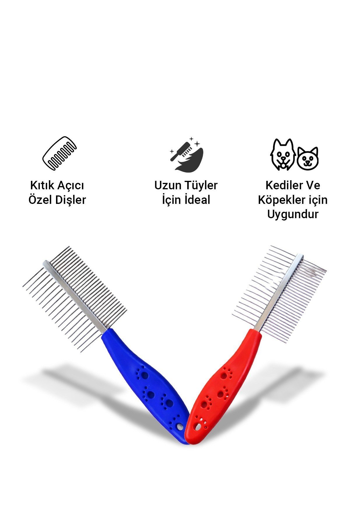 Çift Taraflı Kedi Köpek Tüy Açma Tarağı Köpek Kıtık Açıcı Bakım Tarağı Metal
