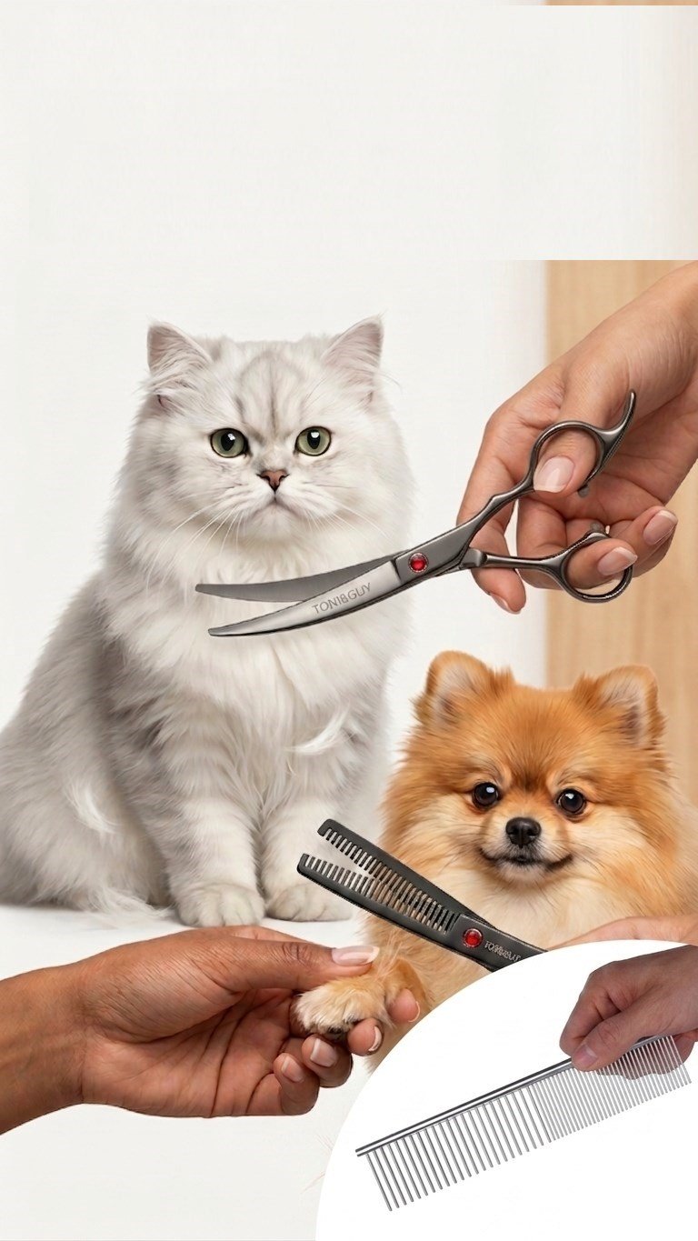 Evcil Hayvan Tüy Kesme Makas Ve Tarak Seti - Köpek Kedi Tüy Kesme Makası Seti Pet Kuaför Makası