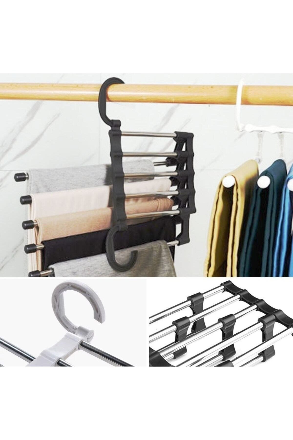 Hareketli Dolap İçi Askı Pantolon Kravat Şal Askı Sistemi Düzenleyici 5li Katmanlı Askılık Organizer