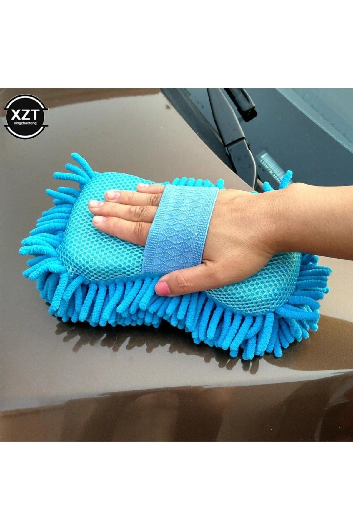 Püsküllü Mikrofiber Araba Köpürtme Süngeri Araç Yıkama Ve Temizlik Sünger Çizik Önleyen Sünger Büyük