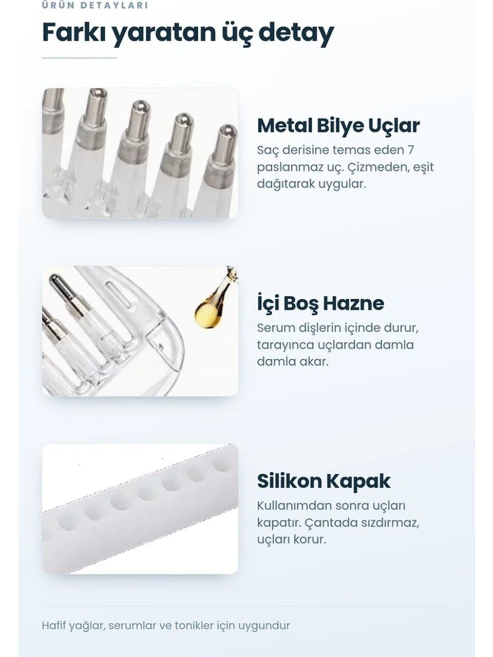 Serum Hazneli Saç Bakım Tarağı - Masaj Etkili Yağ Aplikatörü - Hazneli Saç Dibi Tarağı