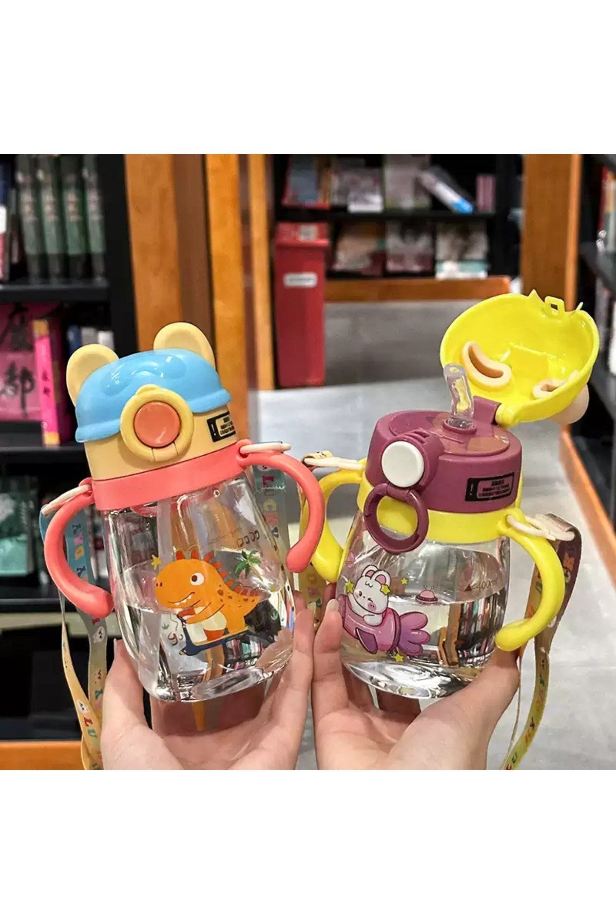 Sevimli Figürlü Pipetli Çocuk Su Matarası Bebek Suluğu Pipetli Matara Çocuk Suluk 400ml Bpa İçermez