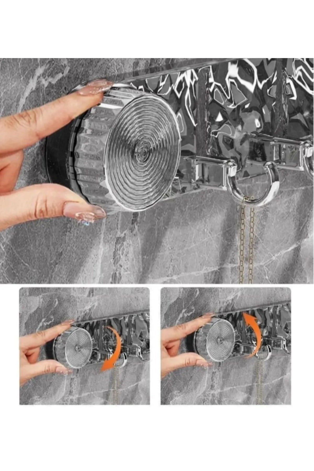 Şık Görünümlü Vakumlu ve Yapışkanlı Mutfak Banyo Askılığı Modern 5 Kancalı Vantuzlu Mutfak Askısı
