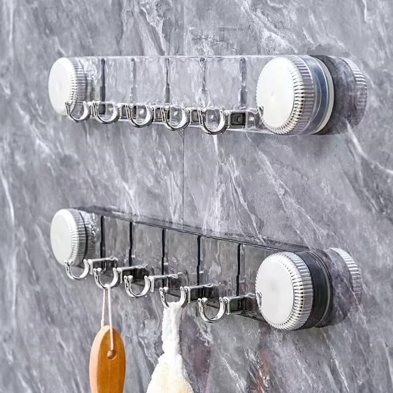 Şık Görünümlü Vakumlu ve Yapışkanlı Mutfak Banyo Askılığı Modern 5 Kancalı Vantuzlu Mutfak Askısı