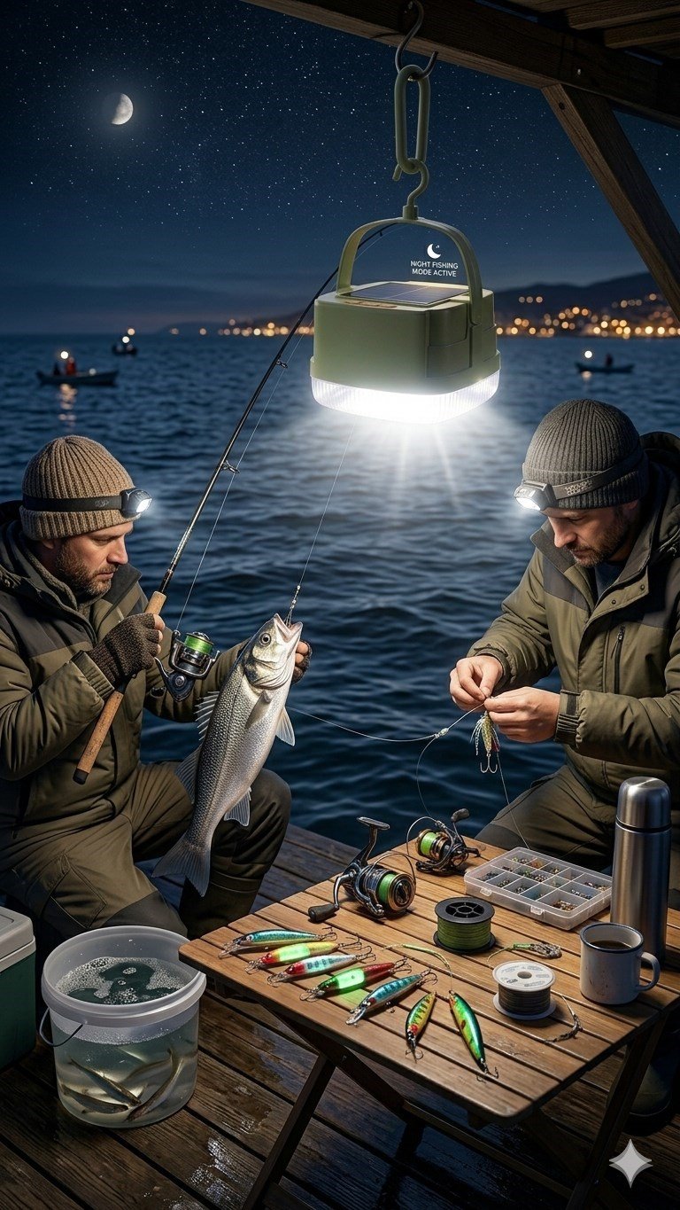 Solar Şarjlı Kamp Lambası Gece Balığı Lambası Powerbank Usb Özellikli Led Fener 8000 Lümen IP65 