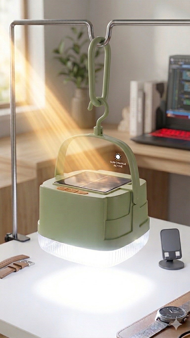 Solar Şarjlı Kamp Lambası Gece Balığı Lambası Powerbank Usb Özellikli Led Fener 8000 Lümen IP65 