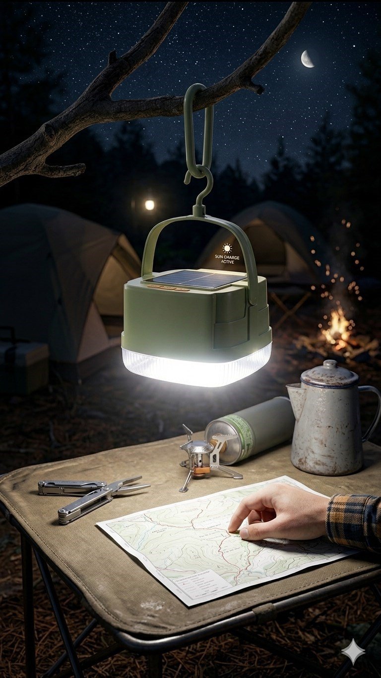 Solar Şarjlı Kamp Lambası Gece Balığı Lambası Powerbank Usb Özellikli Led Fener 8000 Lümen IP65 