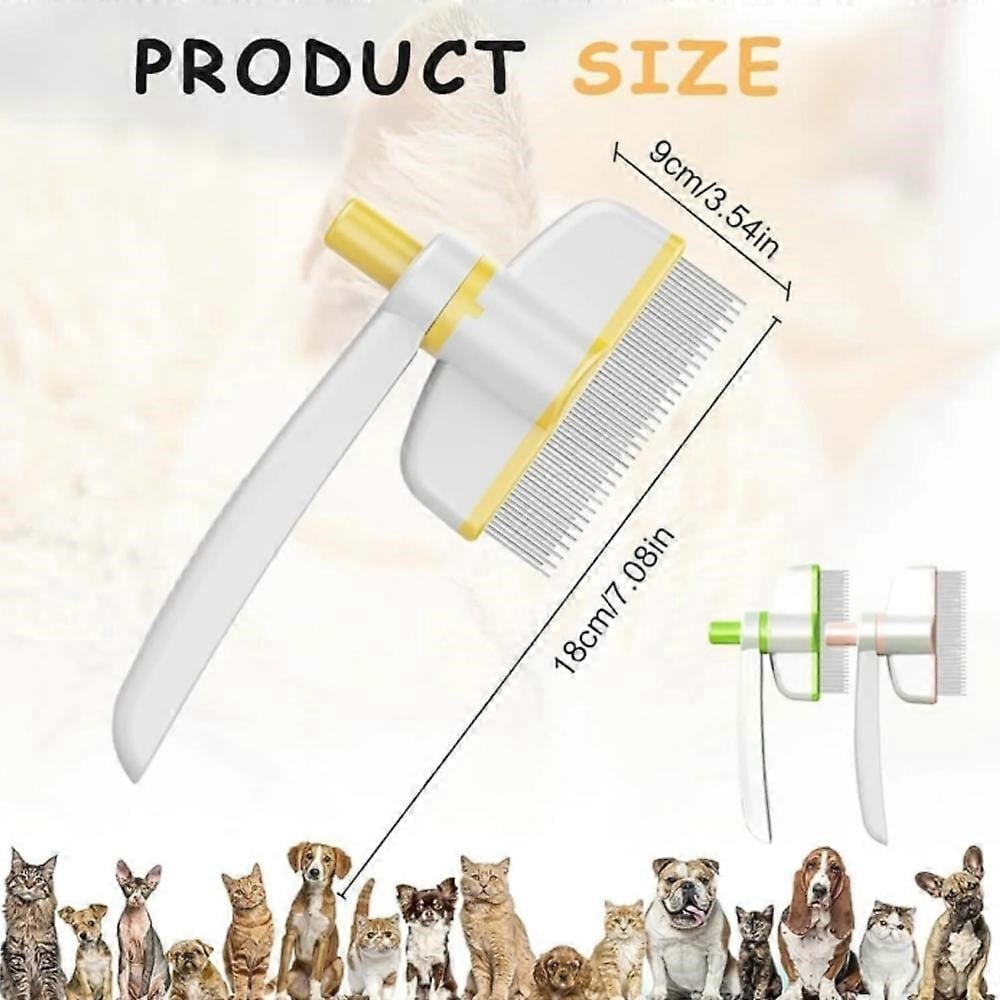 Tuşlu Kolay Temizlenir Basmalı Kedi Köpek Tarağı Ayarlanabilir Başlık Tüy Toplayıcı Kıtık Tarağı 
