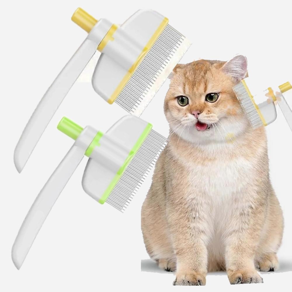 Tuşlu Kolay Temizlenir Basmalı Kedi Köpek Tarağı Ayarlanabilir Başlık Tüy Toplayıcı Kıtık Tarağı 