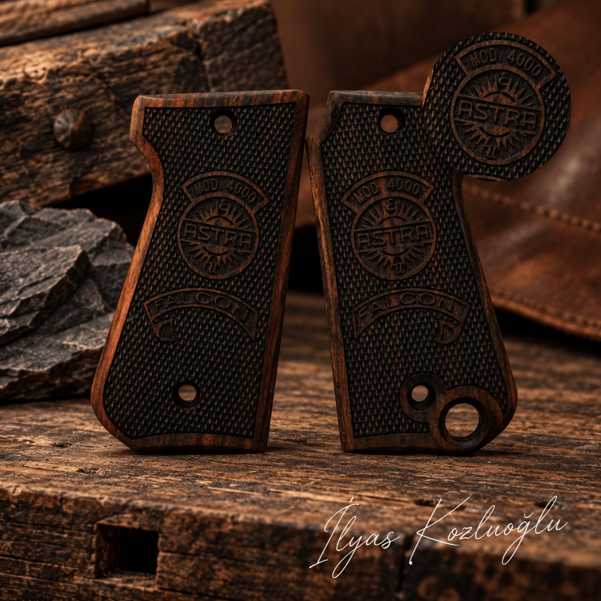 Astra Mod 4000 Falcon Ceviz Kabza Tam Yüzey Baklava Desenli ASTRA Logolu