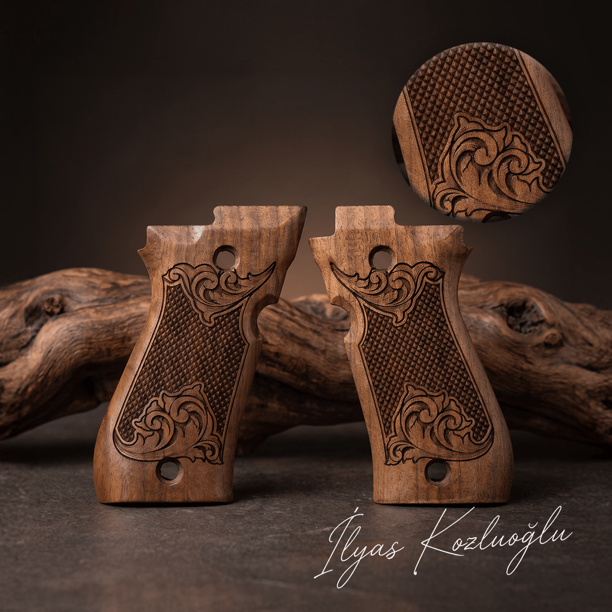 Beretta 81 F Ceviz Kabza Tam Yüzey Desenli Logosuz