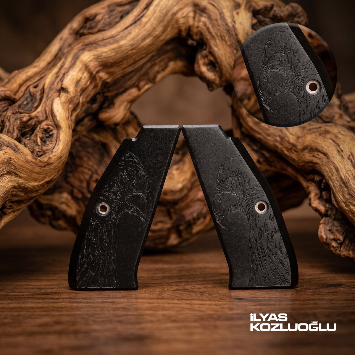 CZ 75 B & CZ Shadow 1 Uyumlu Alüminyum Kabza Tam Yüzey Kartal Tasarımlı Özel Üretim