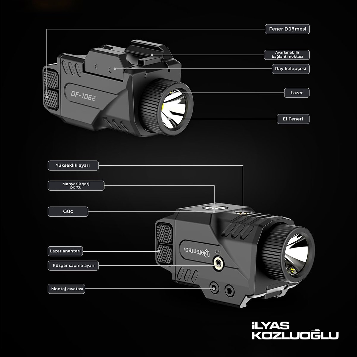 DEFENTAC Tabanca Lambası ve Kırmızı Lazer Nişangah
