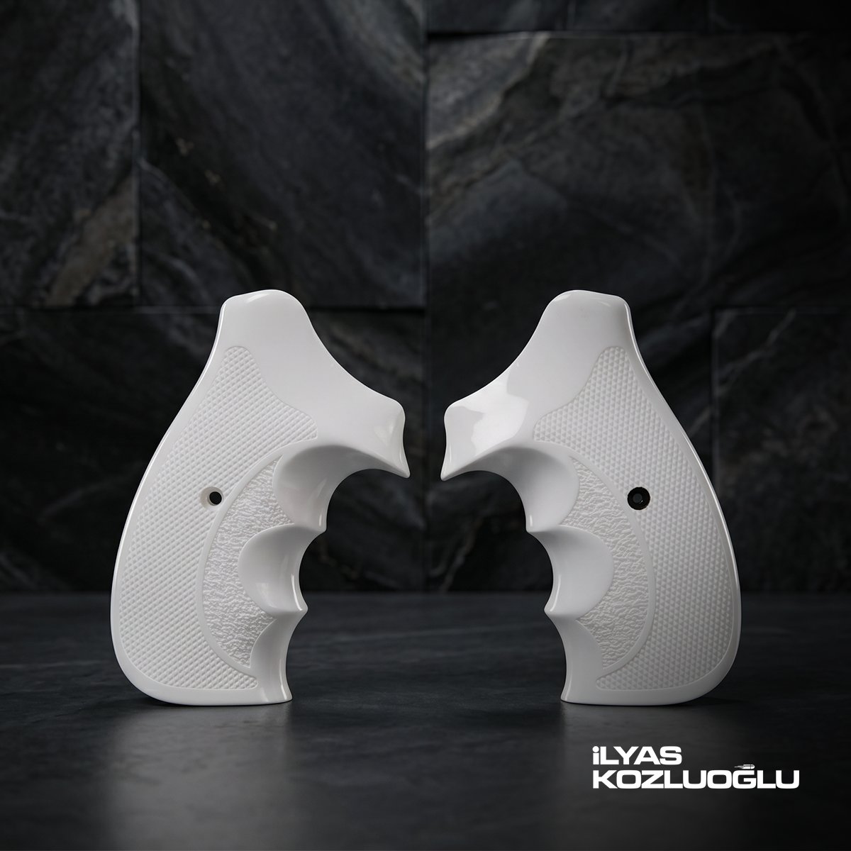 Smith & Wesson K/L/X Frame Round Butt Beyaz Pleksi Kabza Tam Yüzey Desenli Logosuz