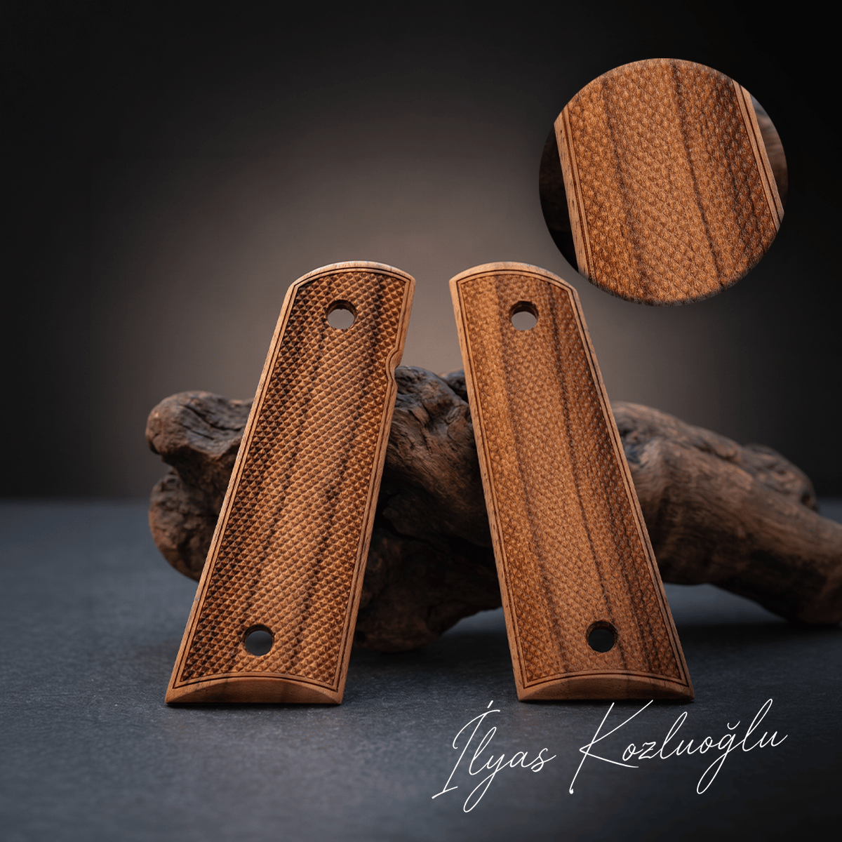Tisaş Zig M 1911 Ceviz Kabza Tam Yüzey Baklava Desenli Logosuz