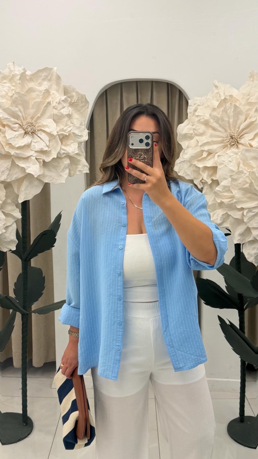 Mavi Çizgili Oversize Gömlek