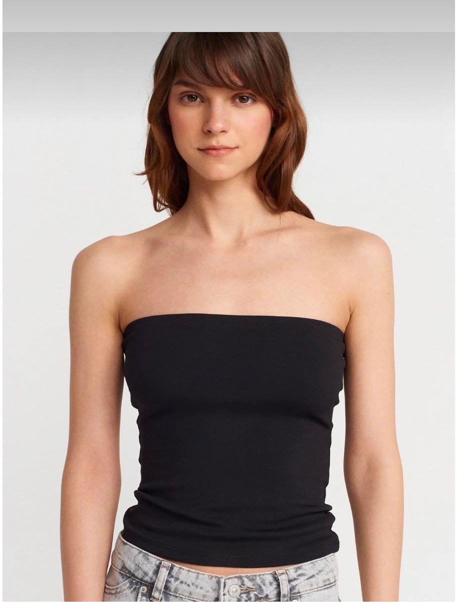siyah  straplez crop