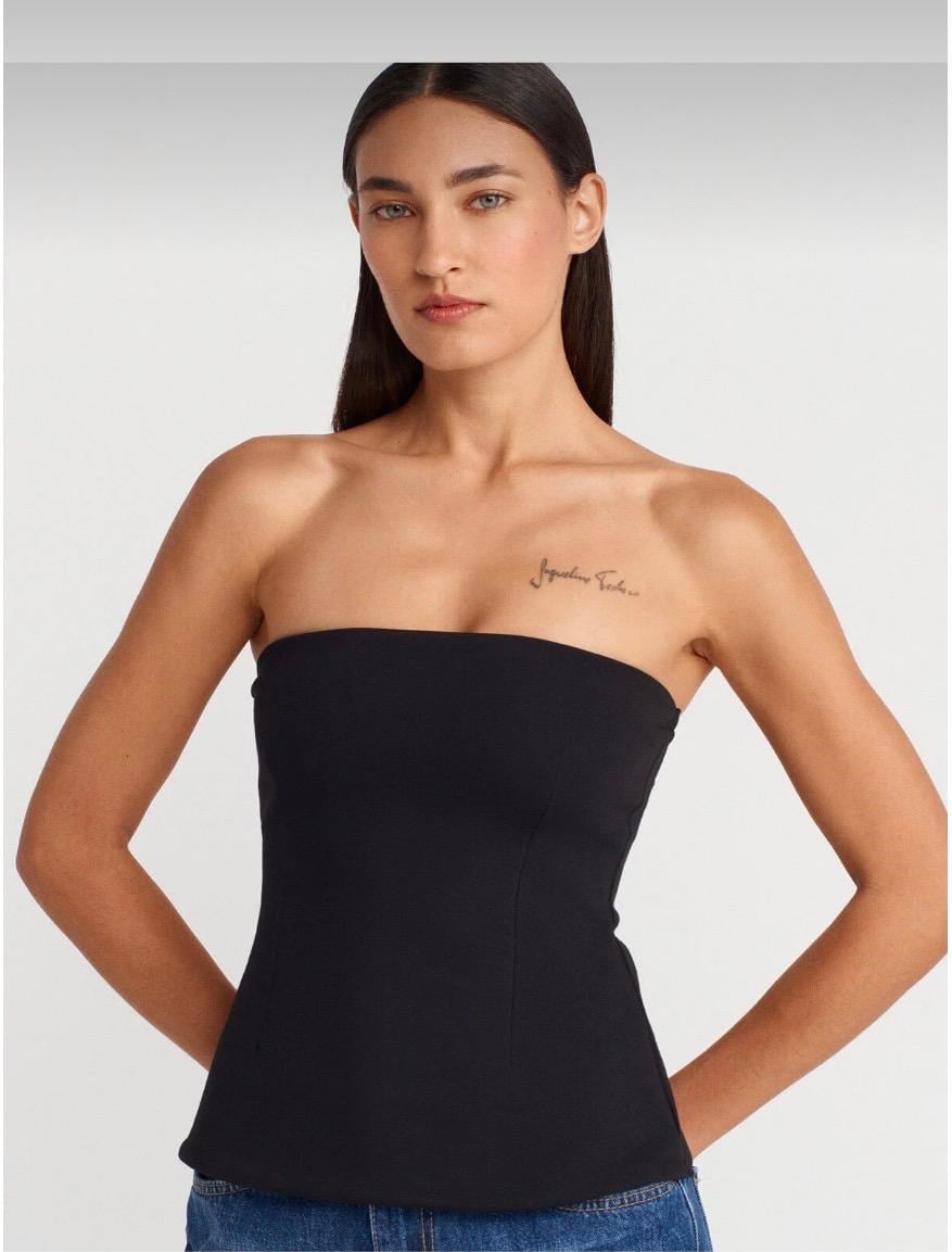 siyah  straplez korse crop