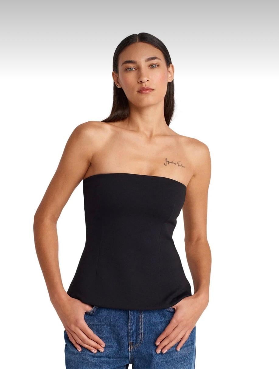 siyah  straplez korse crop