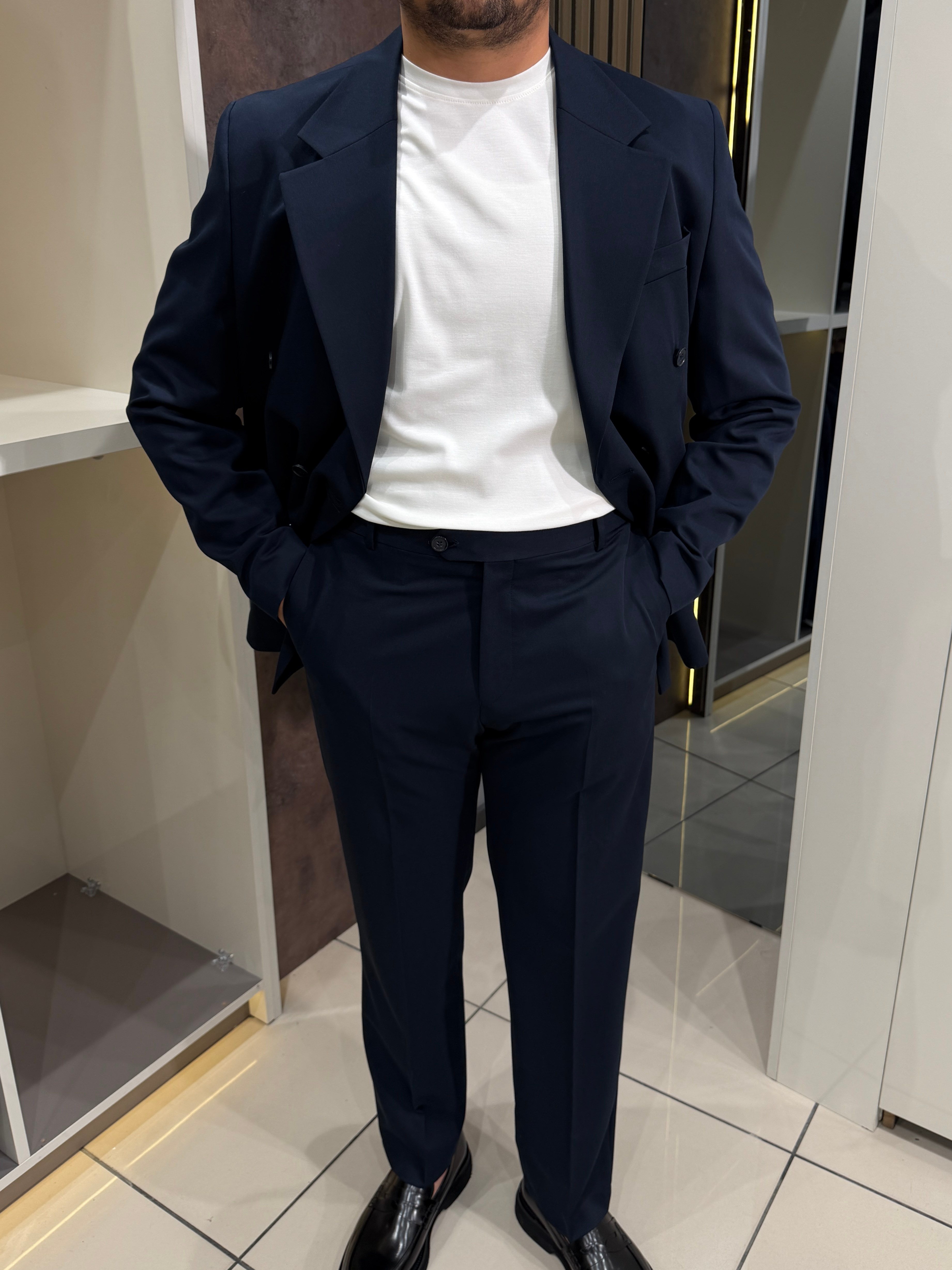 Loose Fit Kruvaze Takım | Lacivert