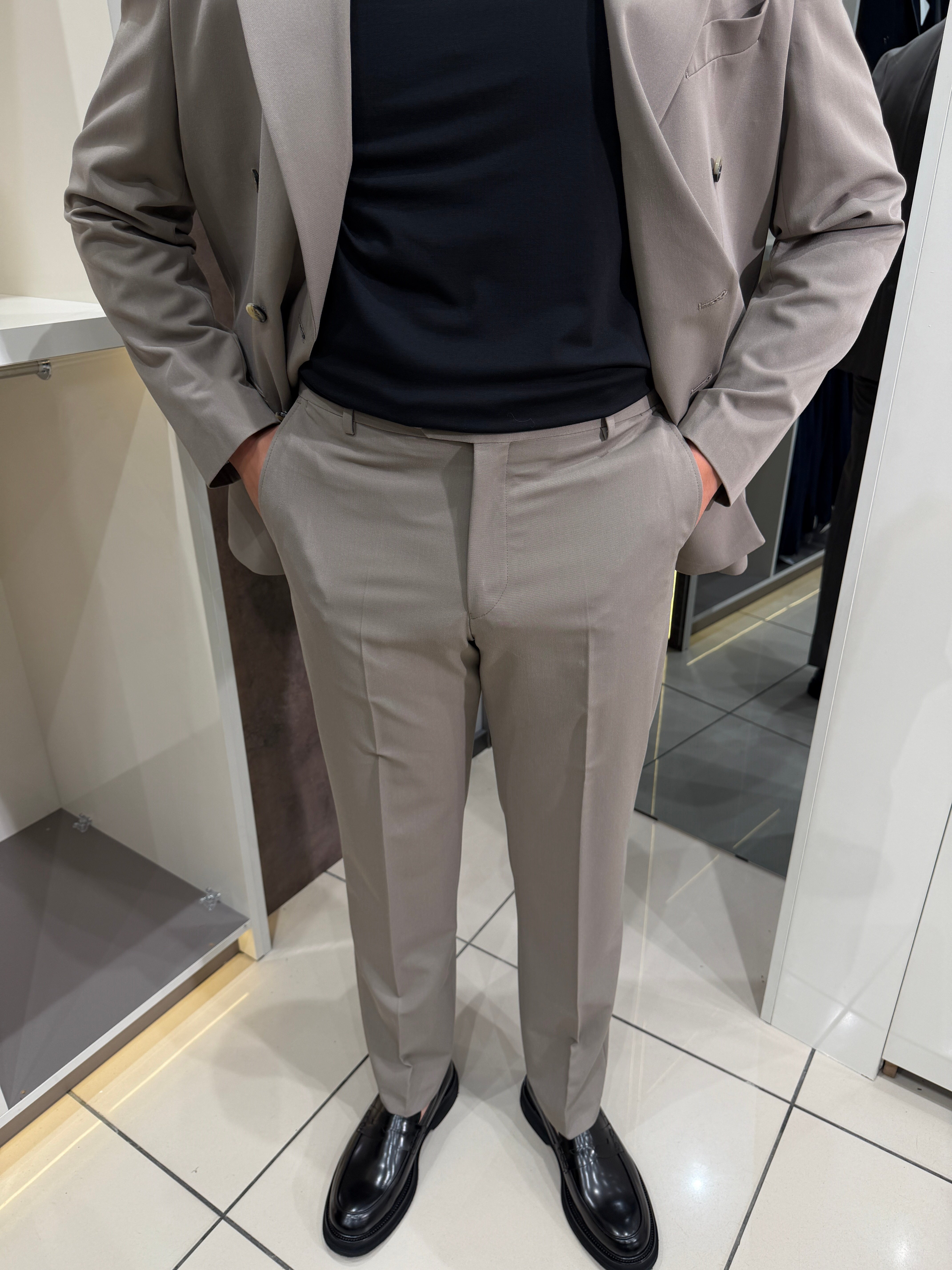Loose Fit Kruvaze Takım | Vizon