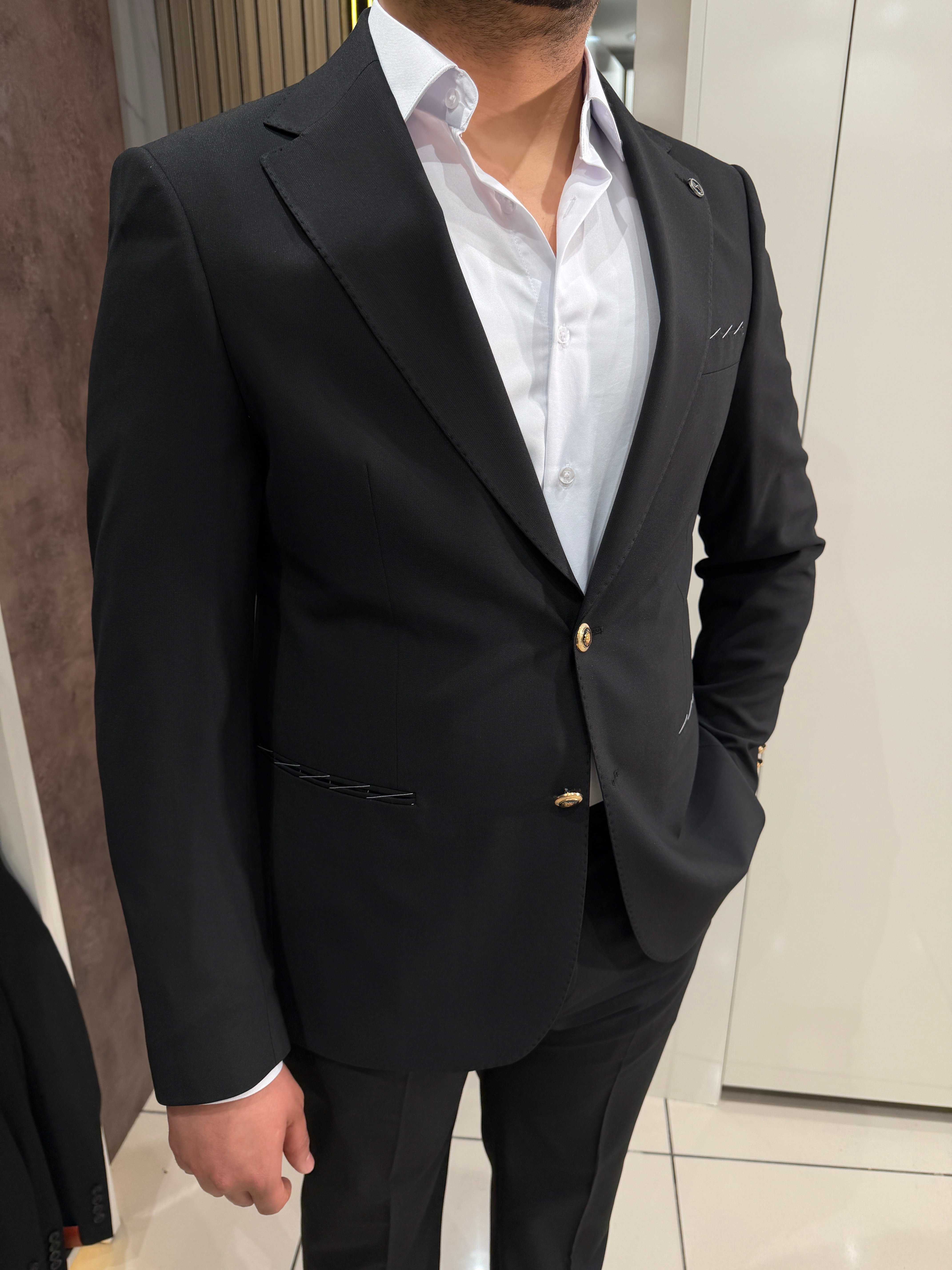 Veltro Gold Metal Düğme Takım | Siyah