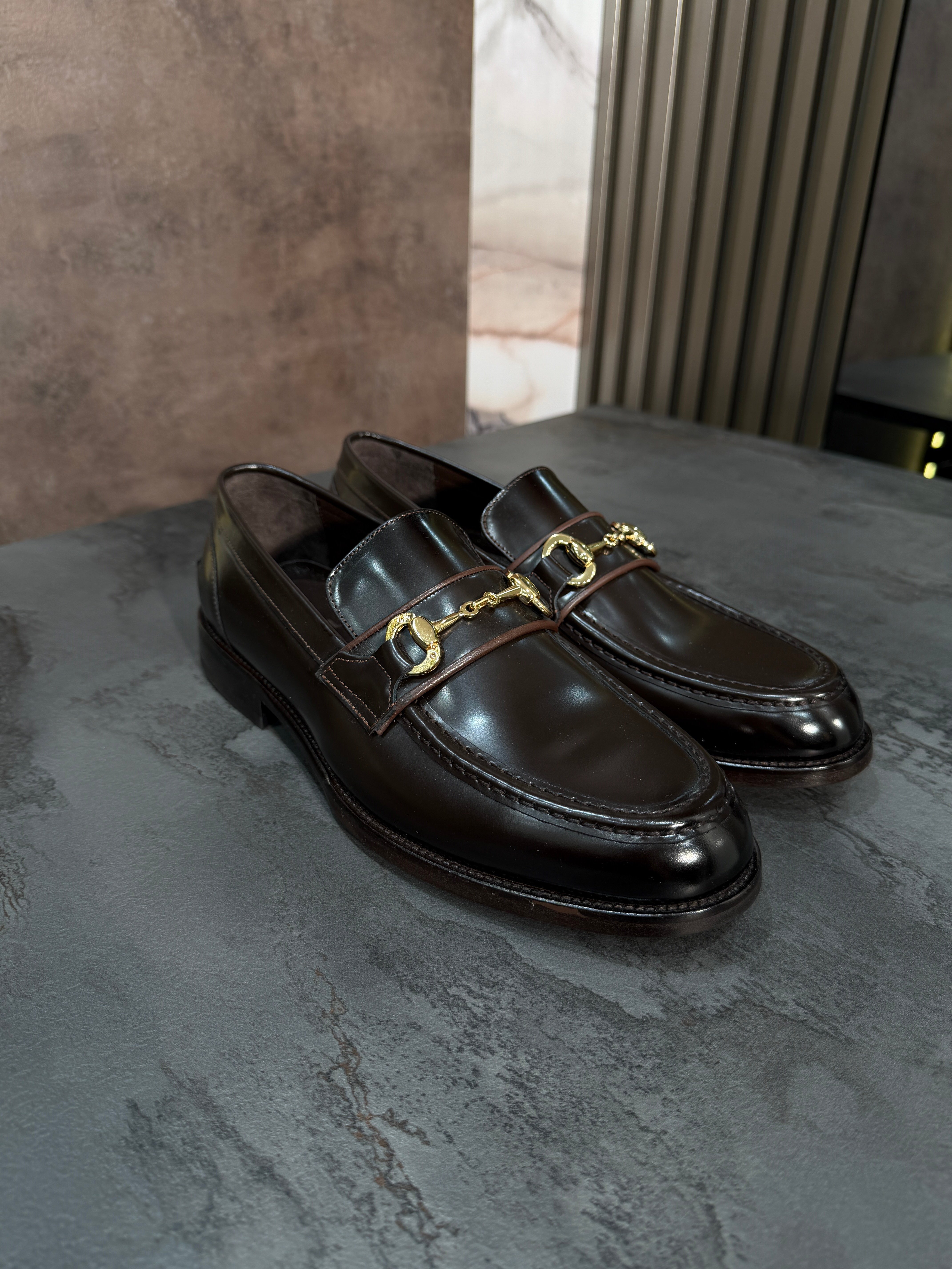 Vitton Gold Tokalı Loafer | Koyu Kahve