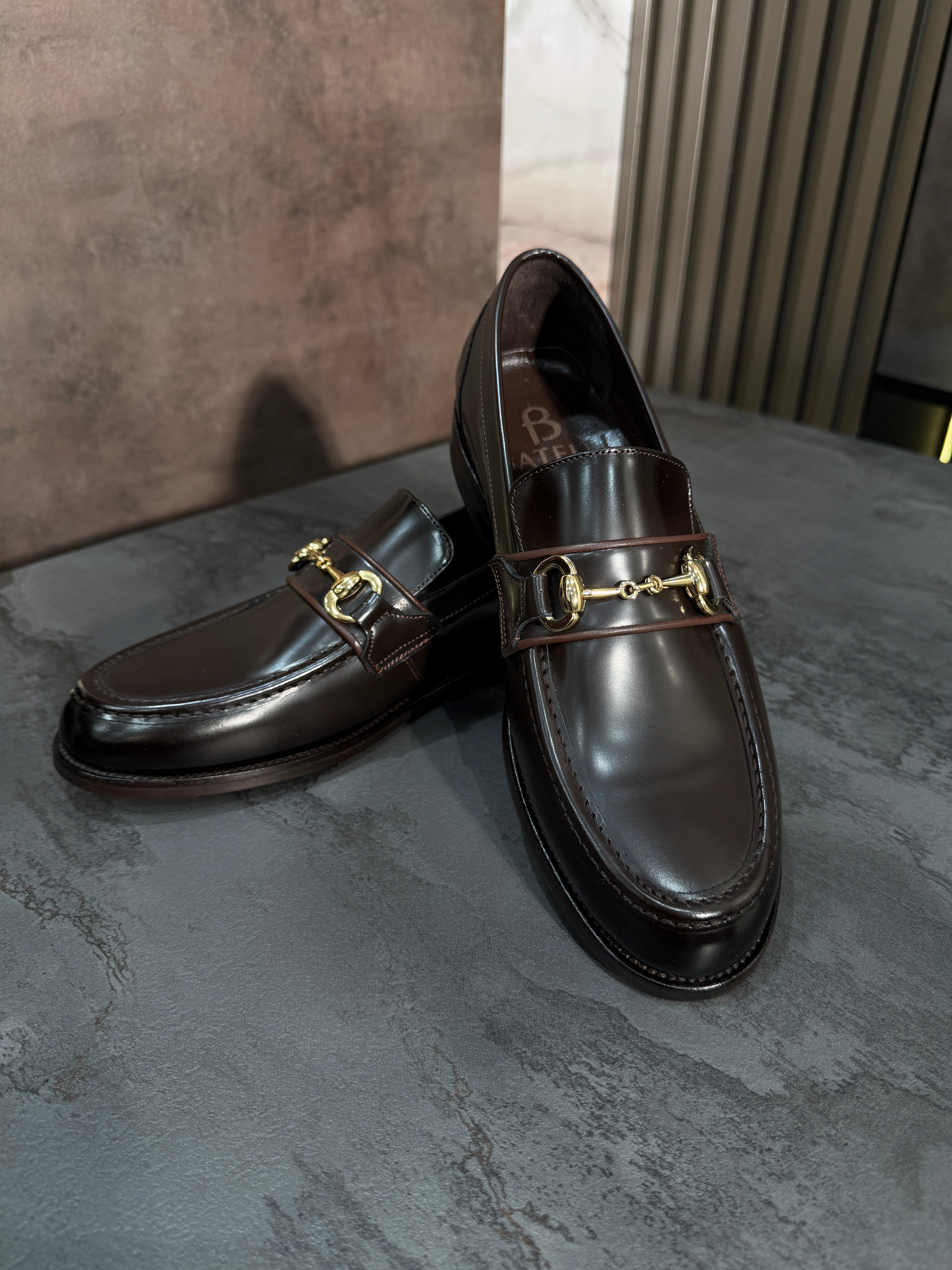 Vitton Gold Tokalı Loafer | Koyu Kahve