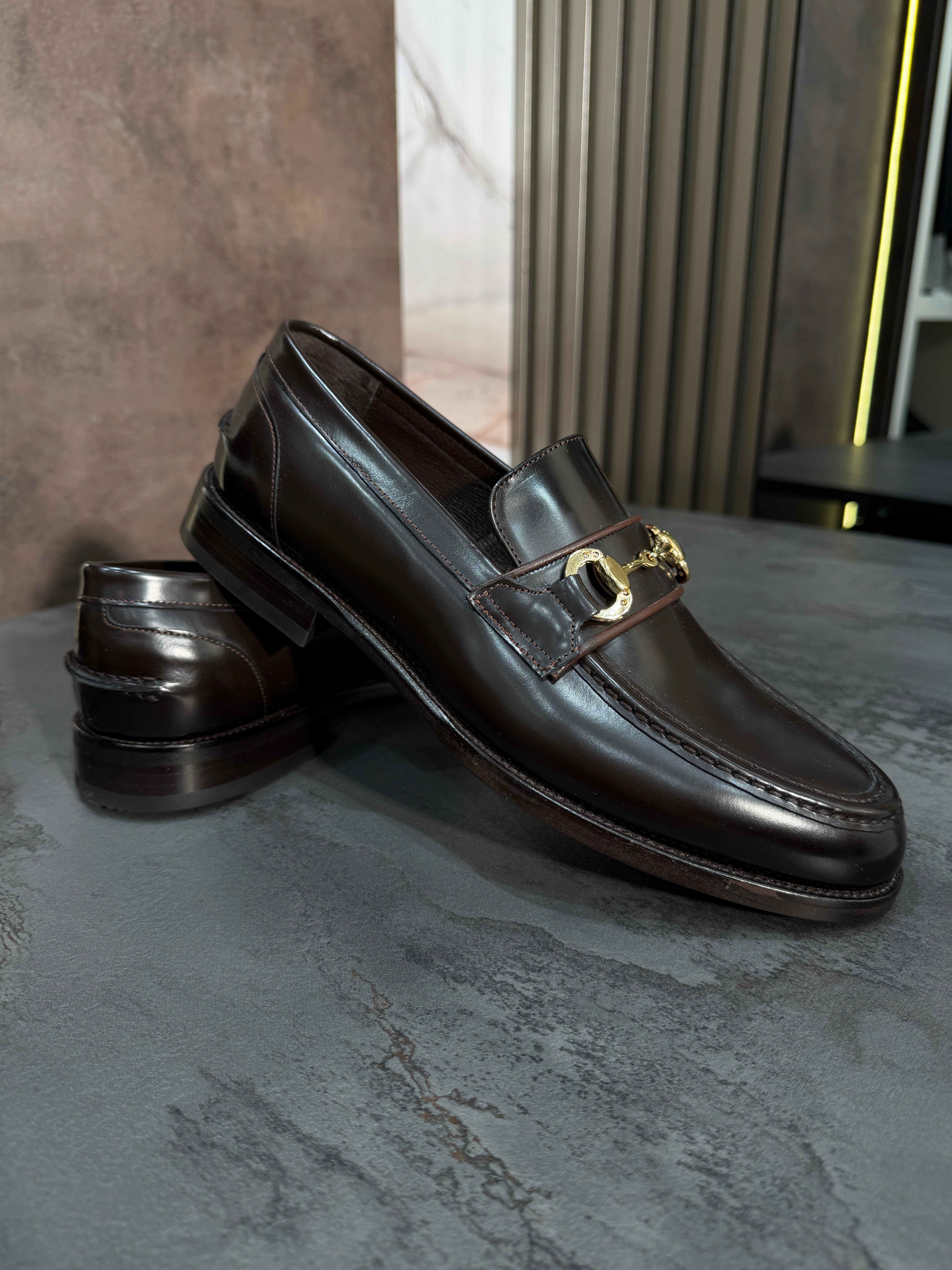 Vitton Gold Tokalı Loafer | Koyu Kahve