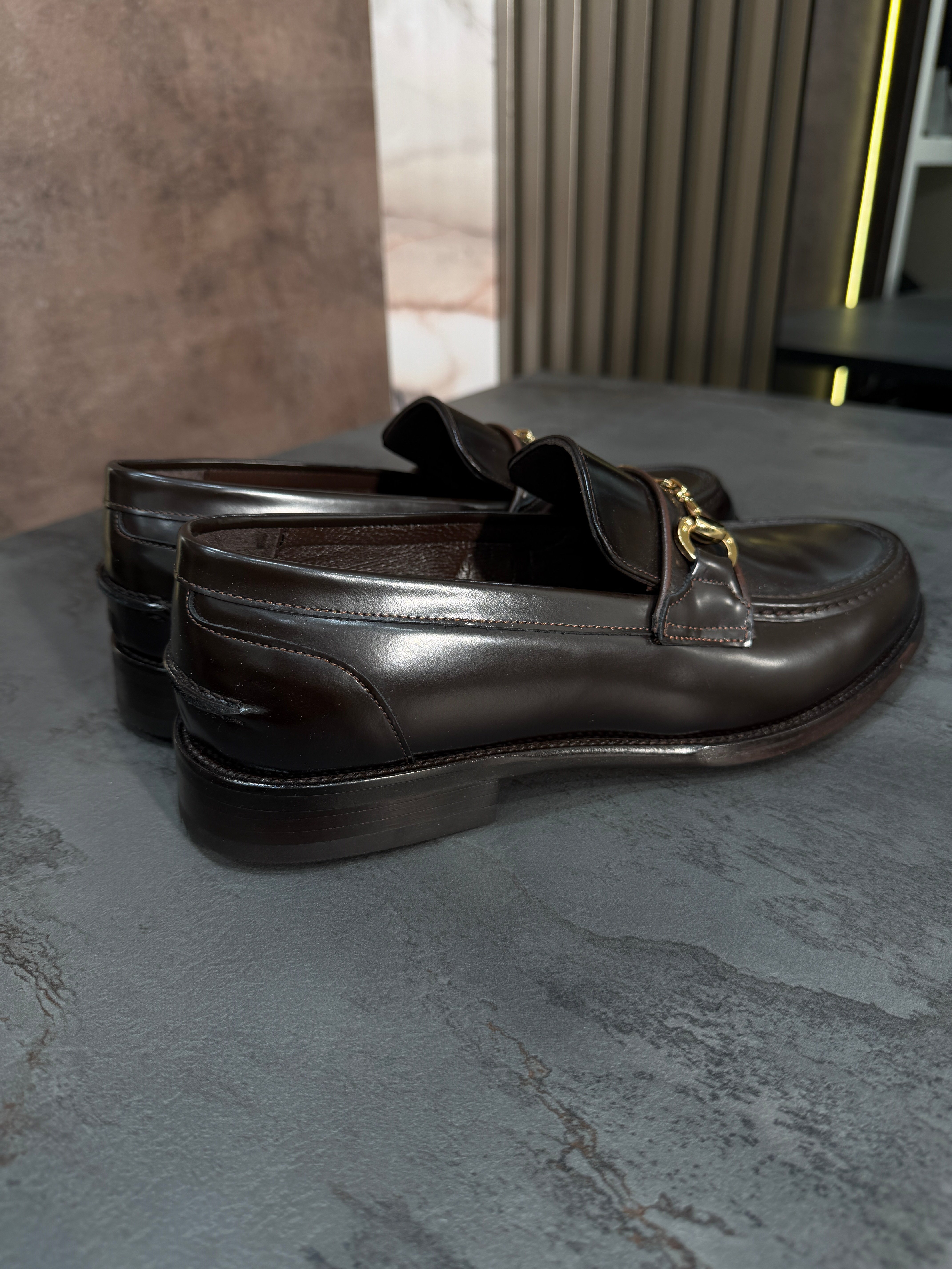 Vitton Gold Tokalı Loafer | Koyu Kahve