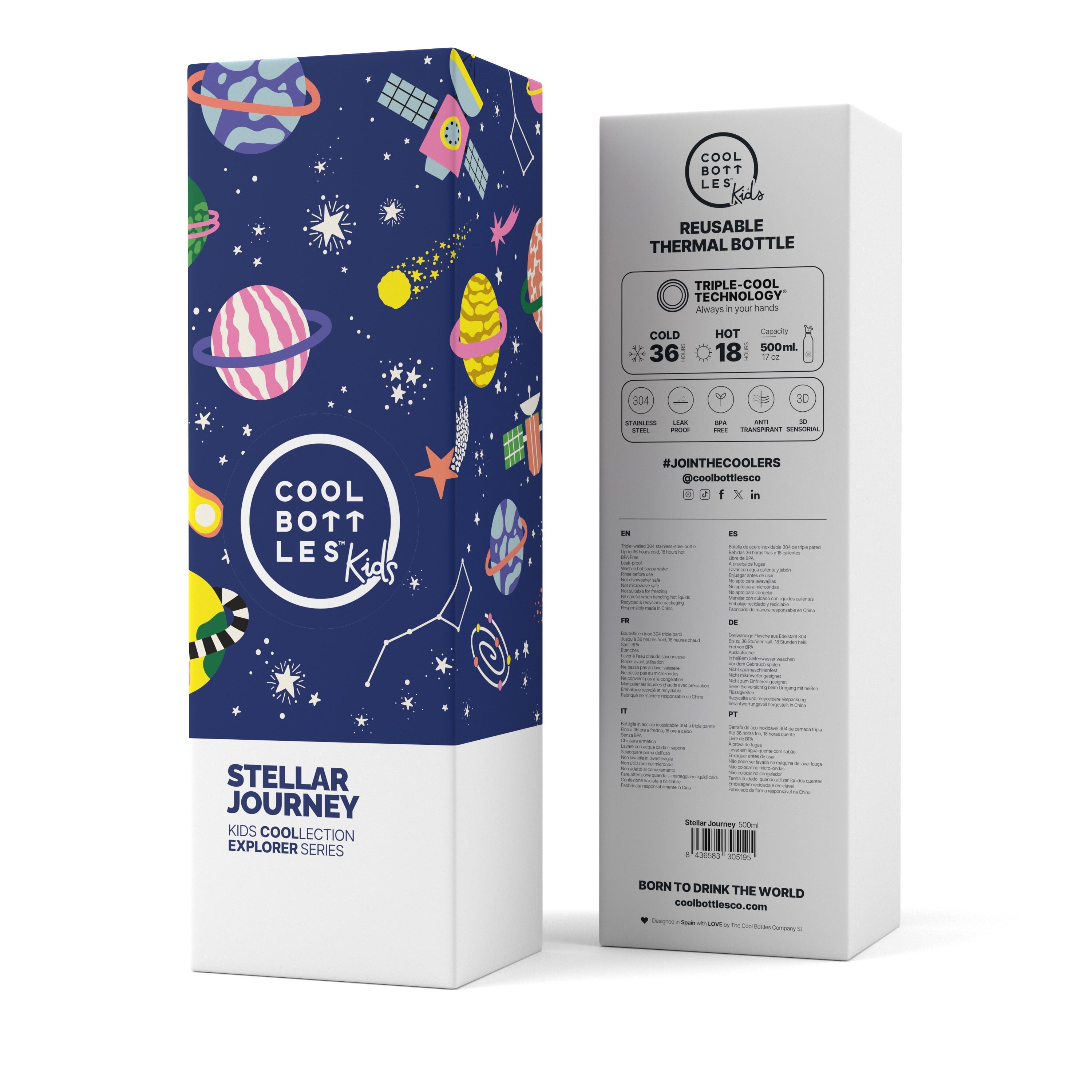Cool Bottles Paslanmaz Çelik Suluk - The Kids Bottle - Stellar Journey 500ml