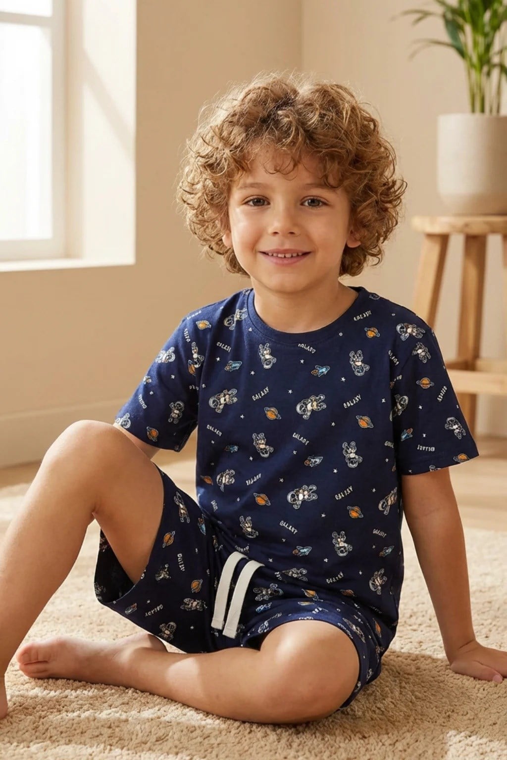 KATIA&BONY Uzay Desenli Çocuk Şortlu Pijama Takımı