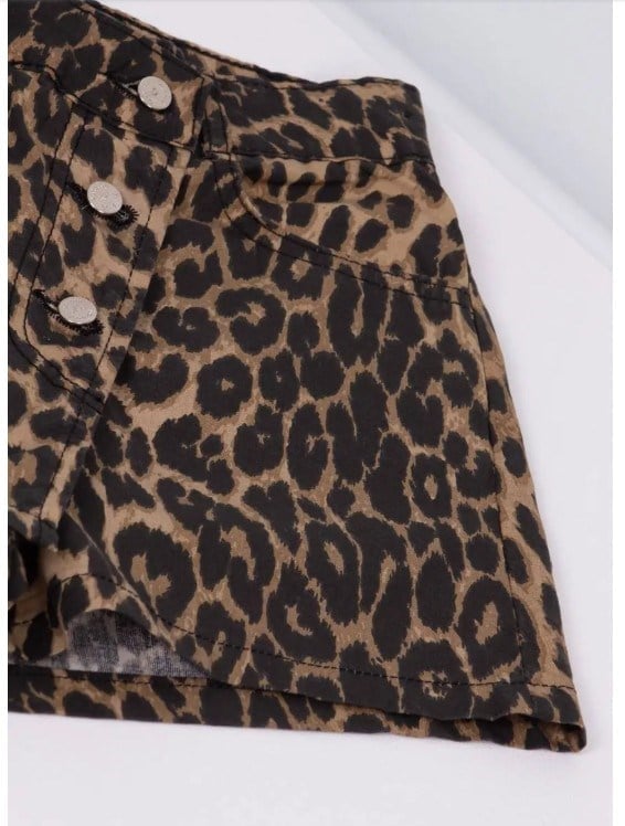 LA'CIEL PARİS Leopar Desenli Şort Etek