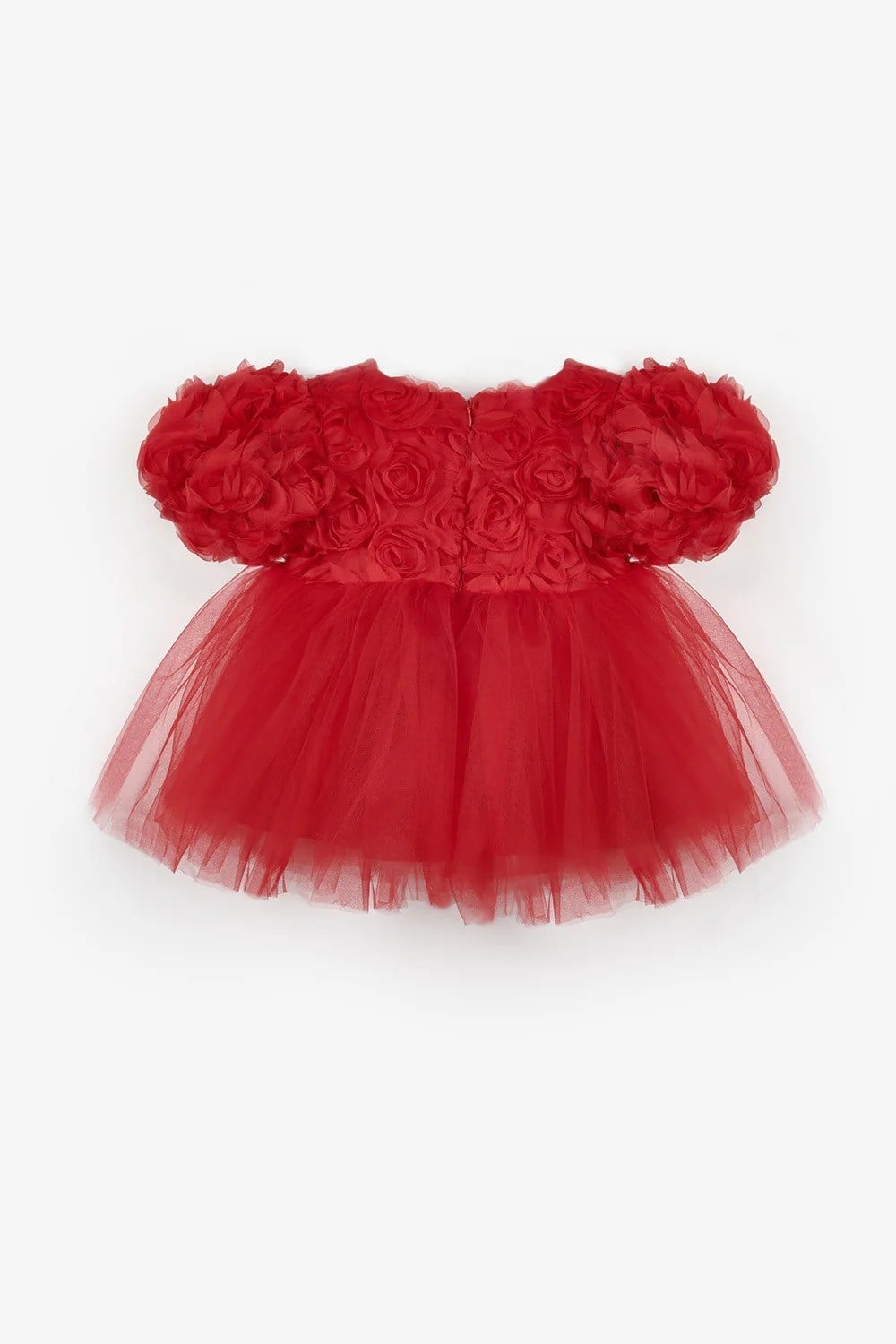 Le Mabelle Kırmızı Gül Detaylı Kız Bebek Elbise 