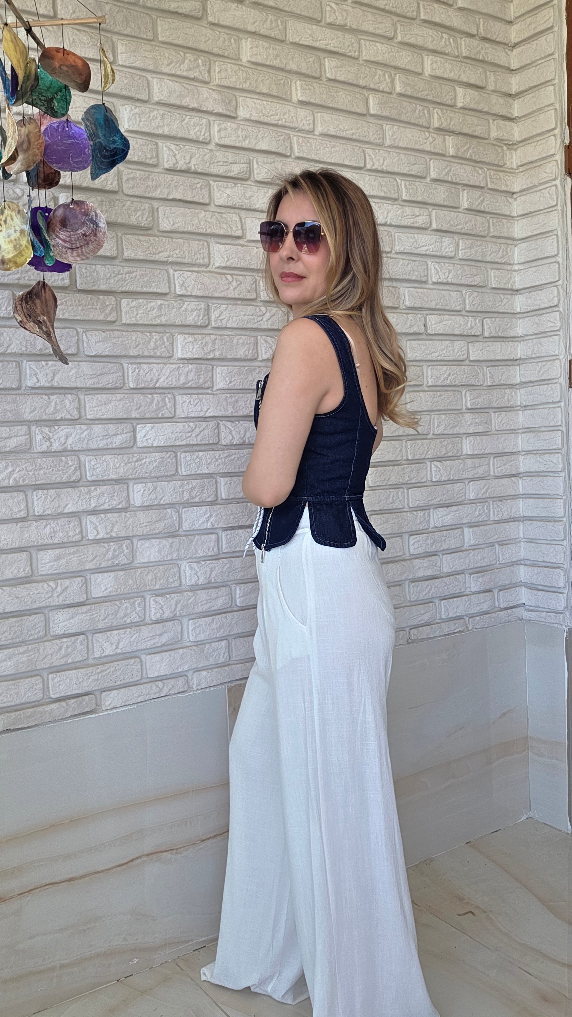 Astarlı Beyaz Pantolon