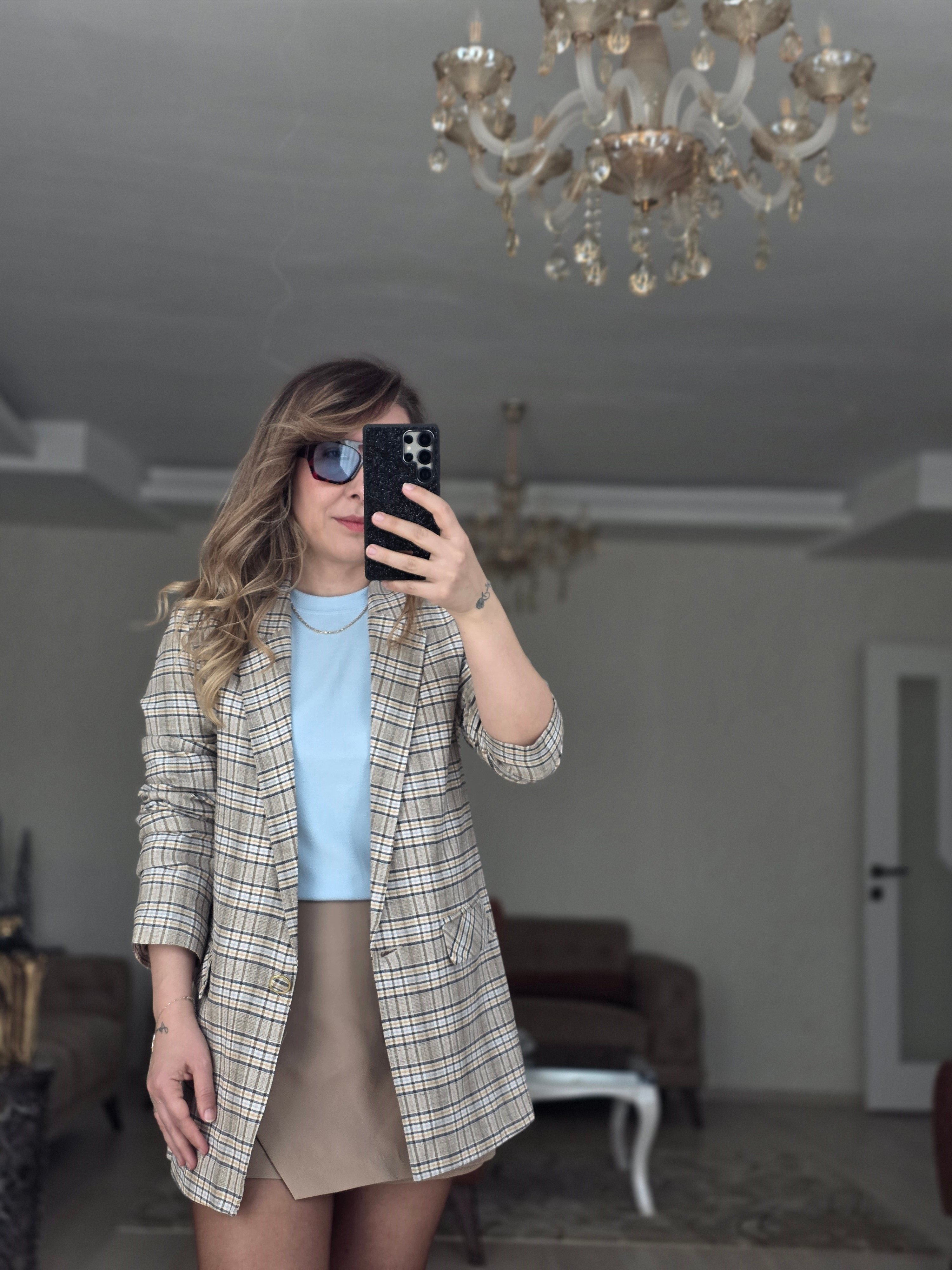 Ekose  Blazer Ceket