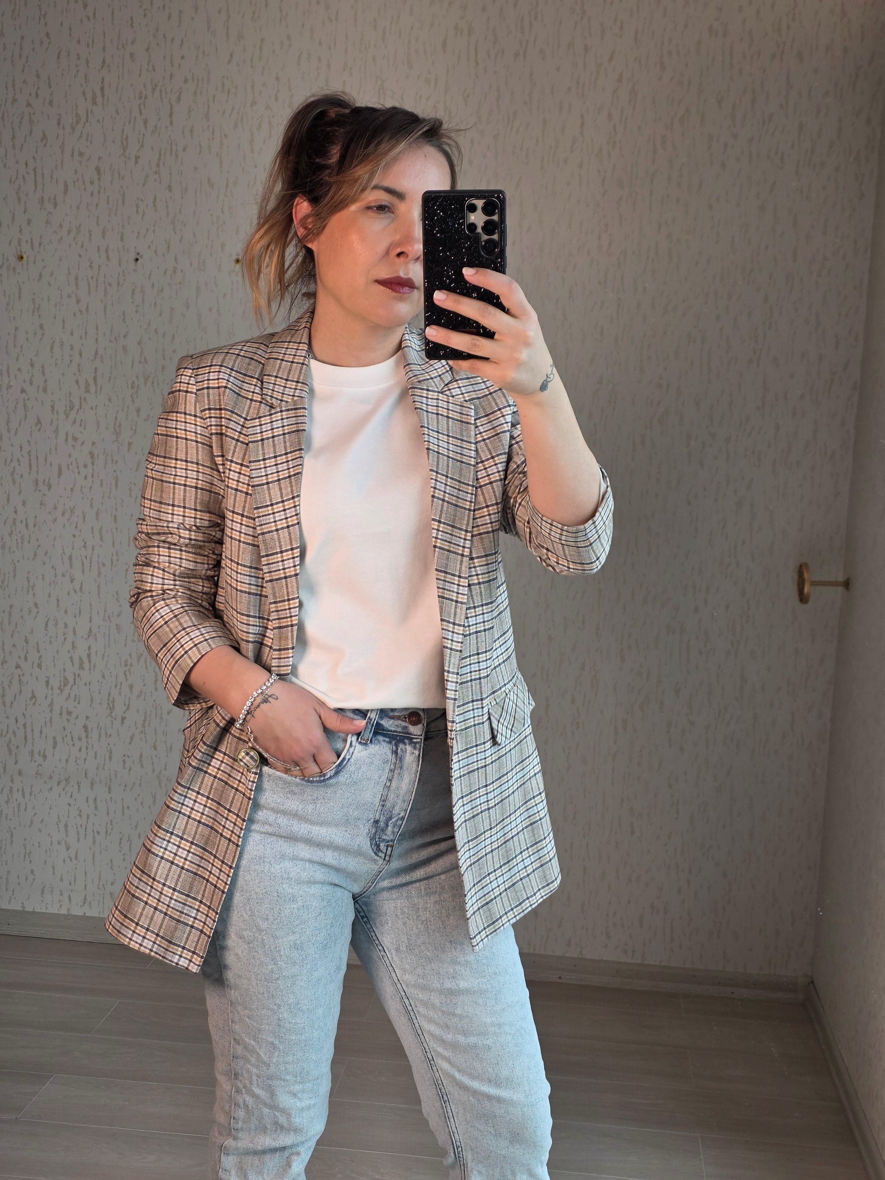 Ekose  Blazer Ceket