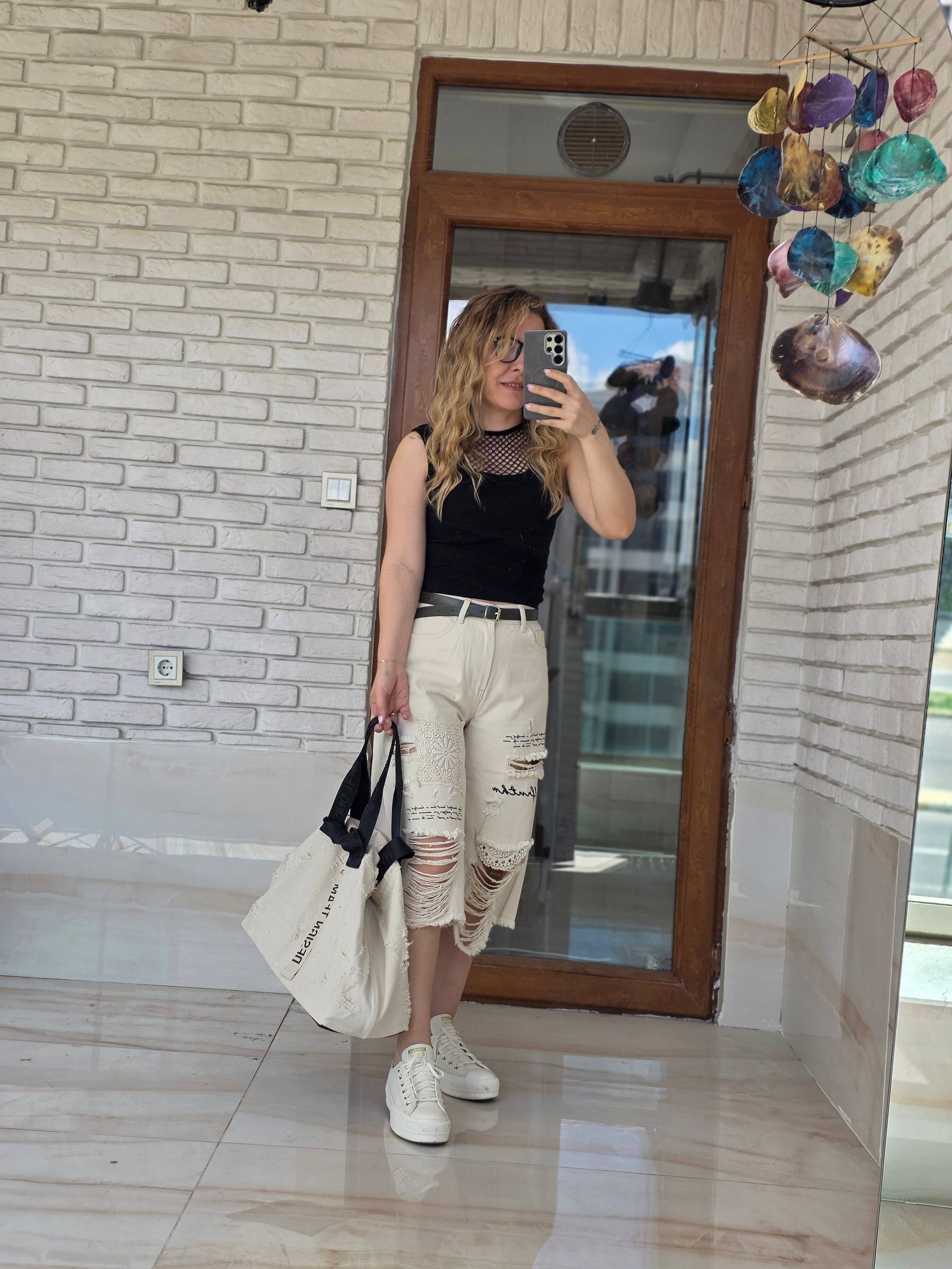 Tasarım Yırtık  Uzun Şort