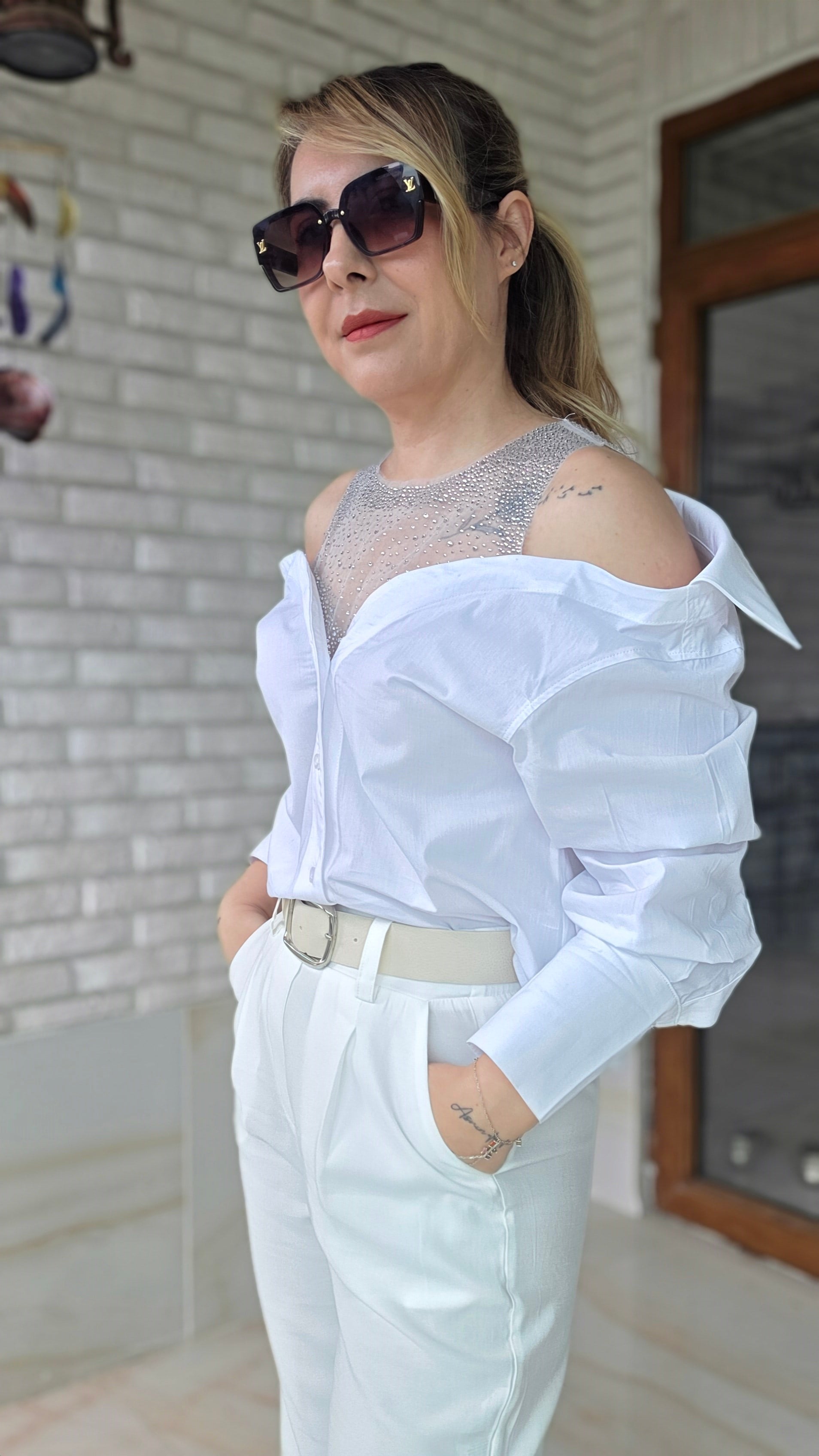 Taşlı Tasarım Gömlek