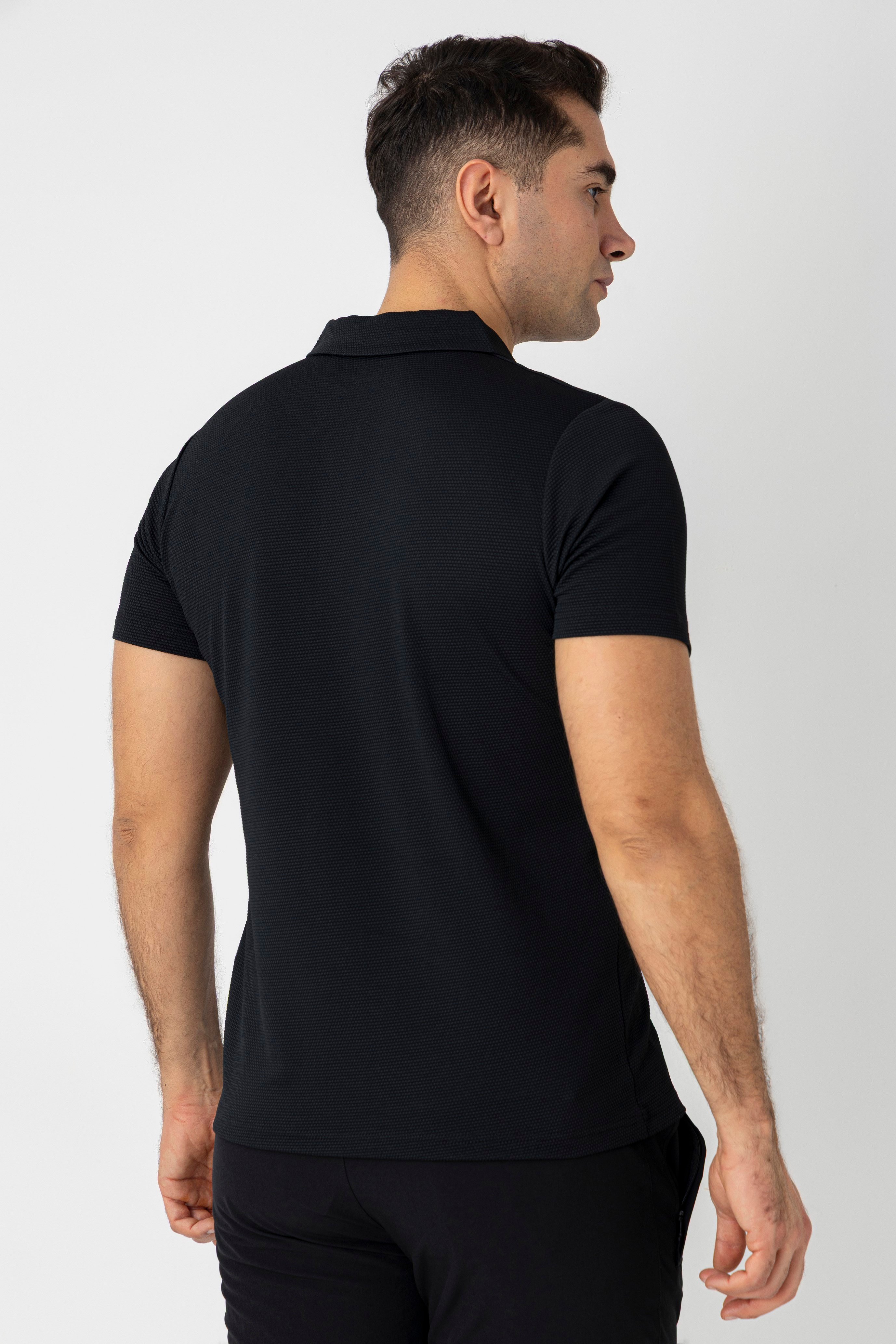 CROZWİSE WAFFLE POLO YAKA T.SHİRT SİYAH