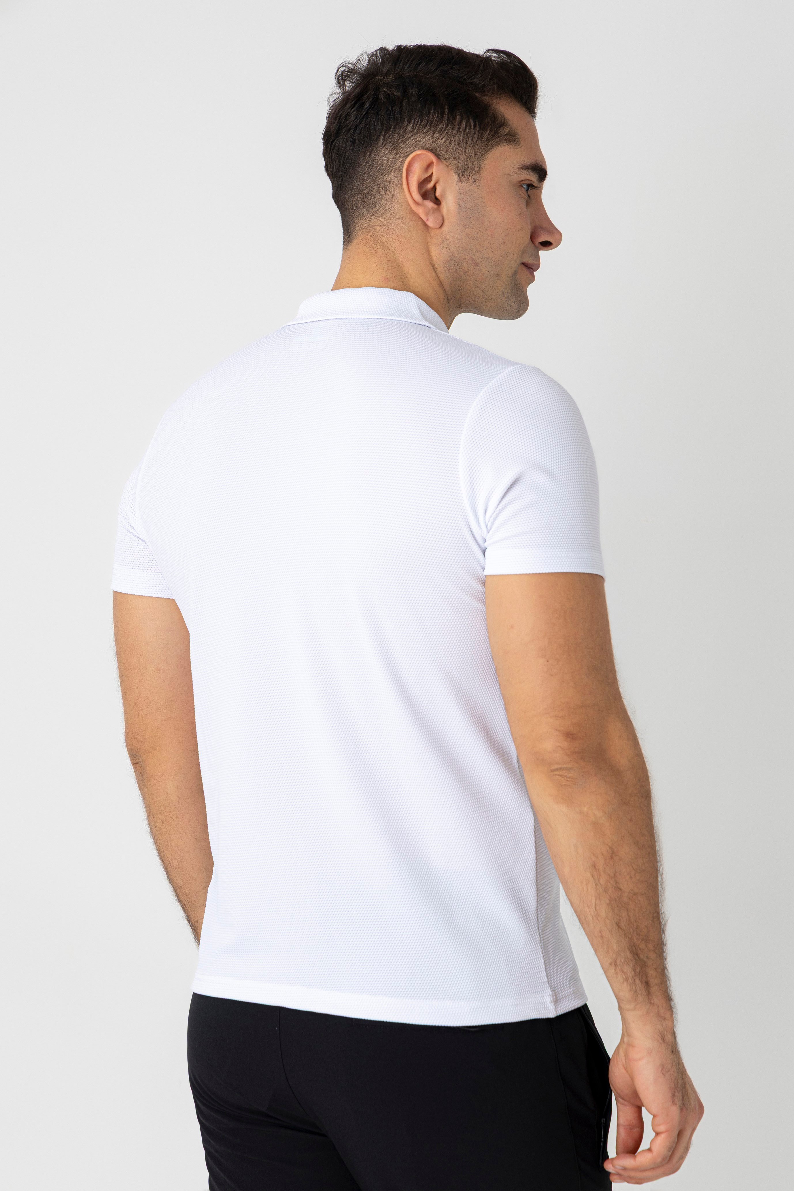 CROZWİSE WAFFLE POLO YAKA T.SHİRT BEYAZ
