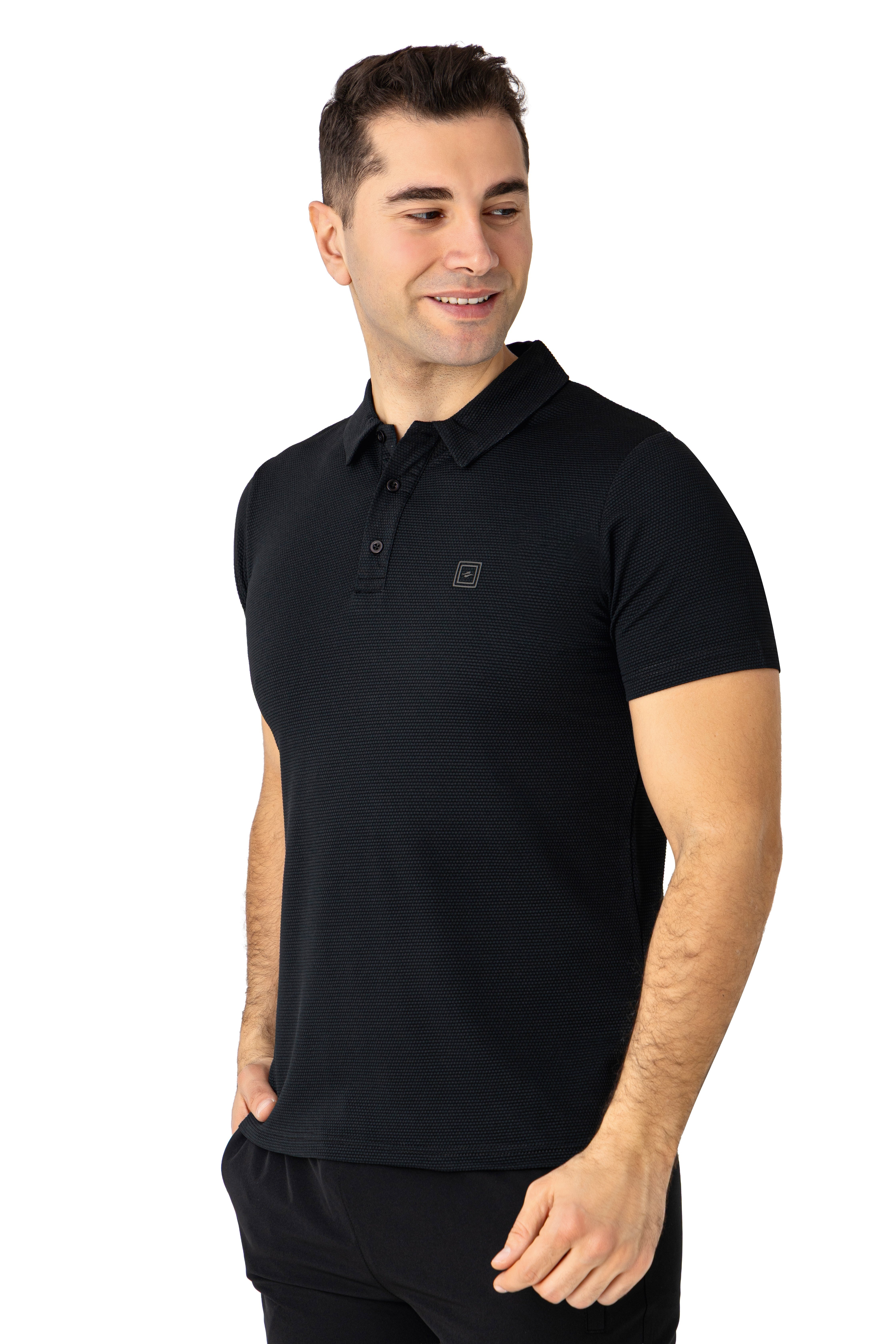 CROZWİSE WAFFLE POLO YAKA T.SHİRT SİYAH