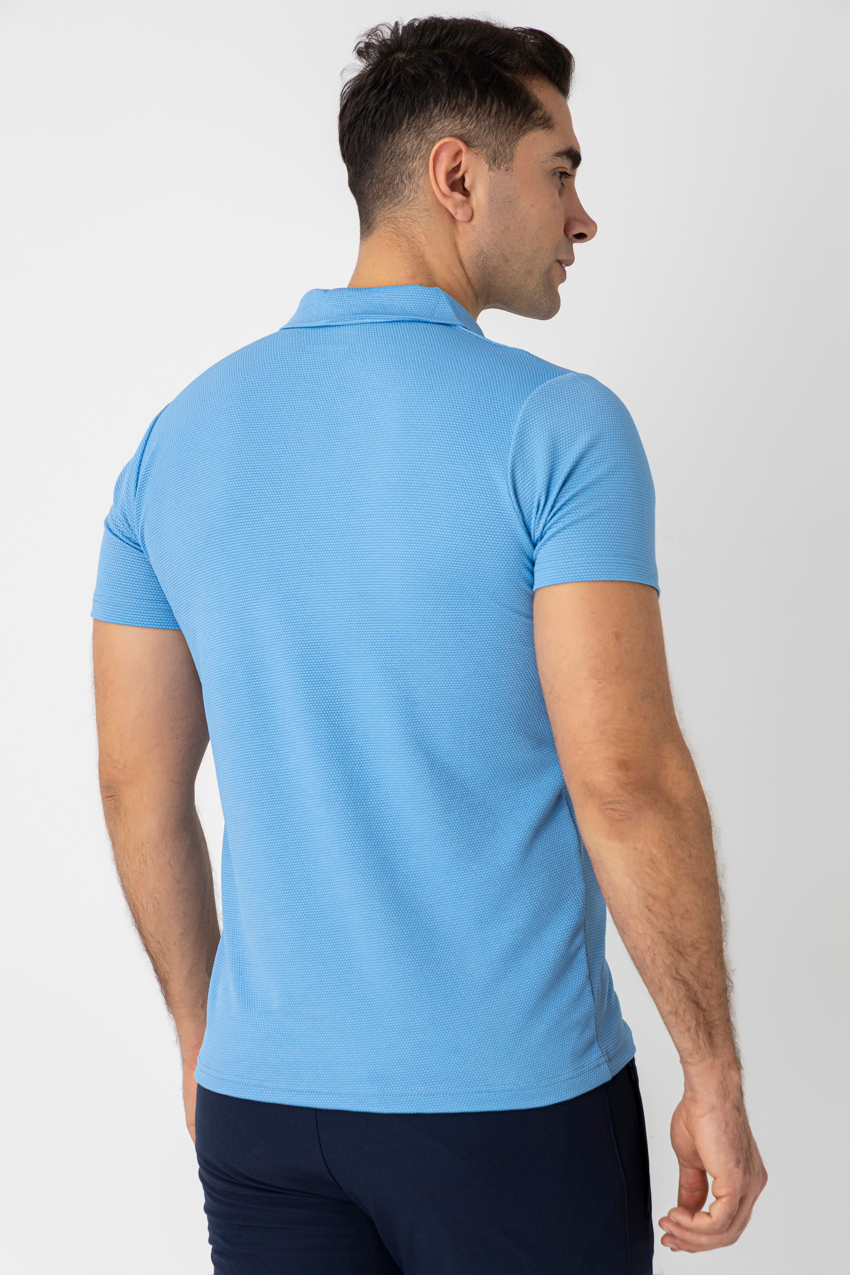 CROZWİSE WAFFLE POLO YAKA T.SHİRT TURKUAZ/MAVİ